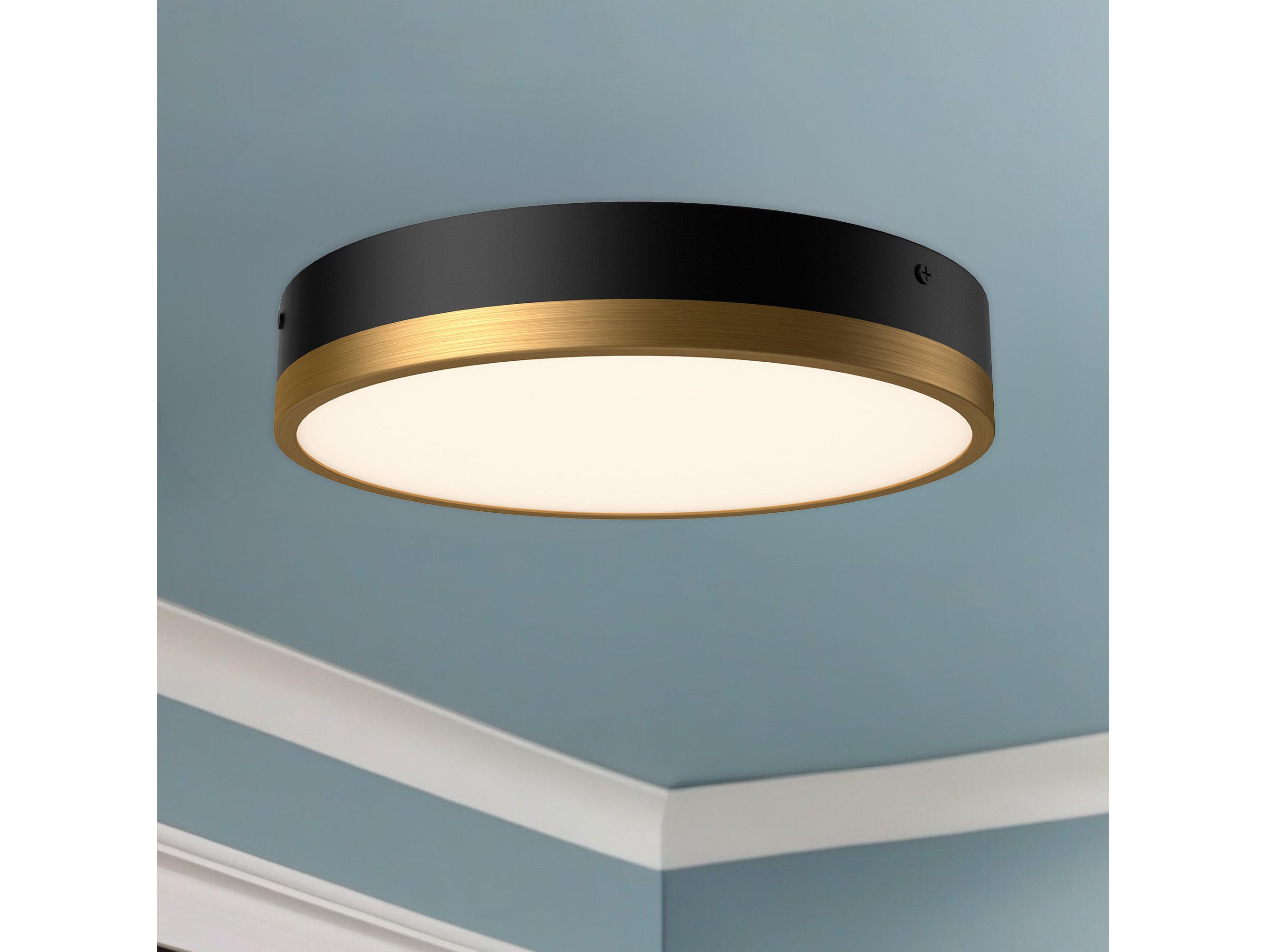 Alora Mood Adelaide Aged Gold Matte Black Round Flush Mount