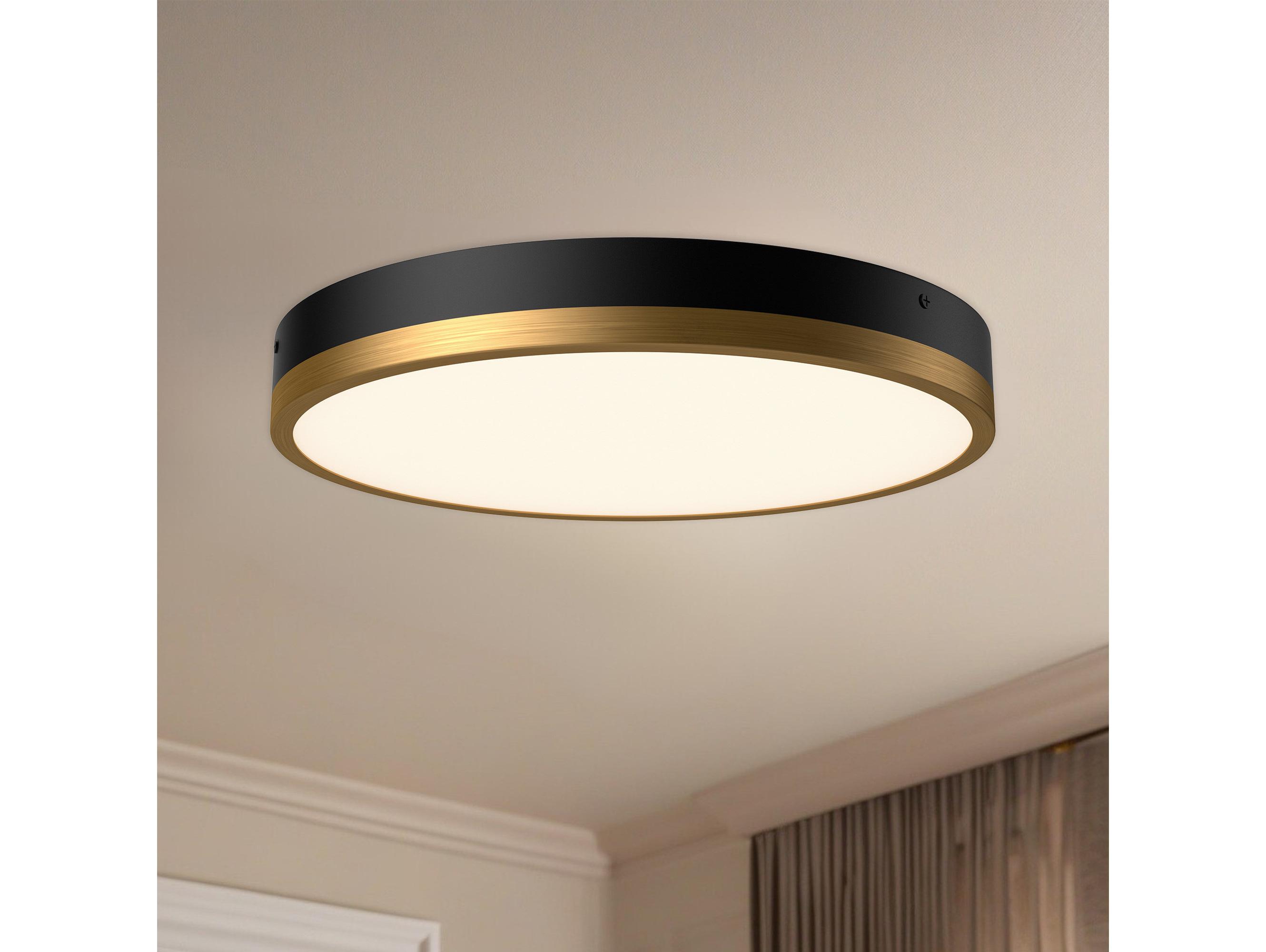 Alora Mood Adelaide Aged Gold Matte Black Round Flush Mount