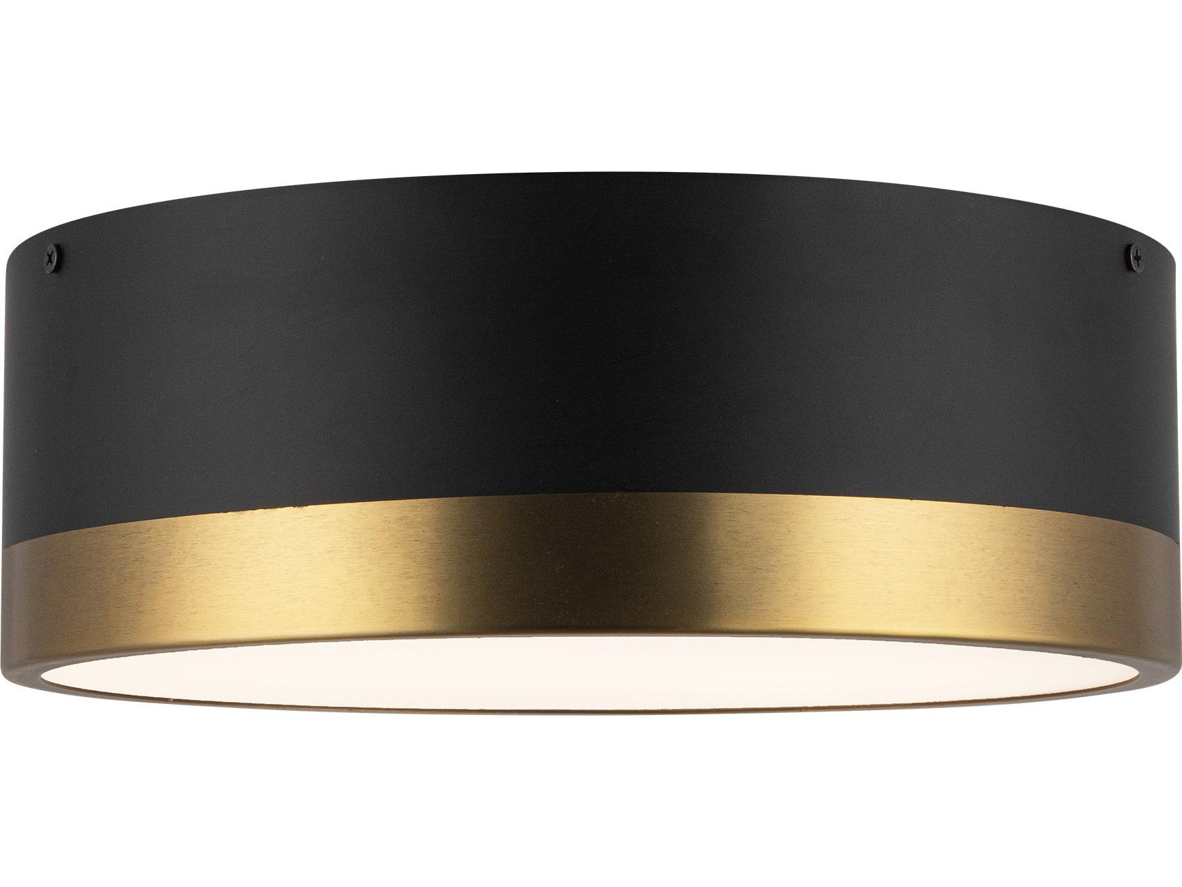 Alora Mood Brisbane 2-Light Aged Gold Matte Black Flush Mount