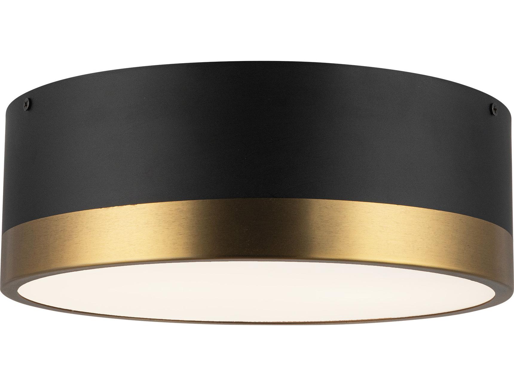 Alora Mood Brisbane 2-Light Aged Gold Matte Black Flush Mount