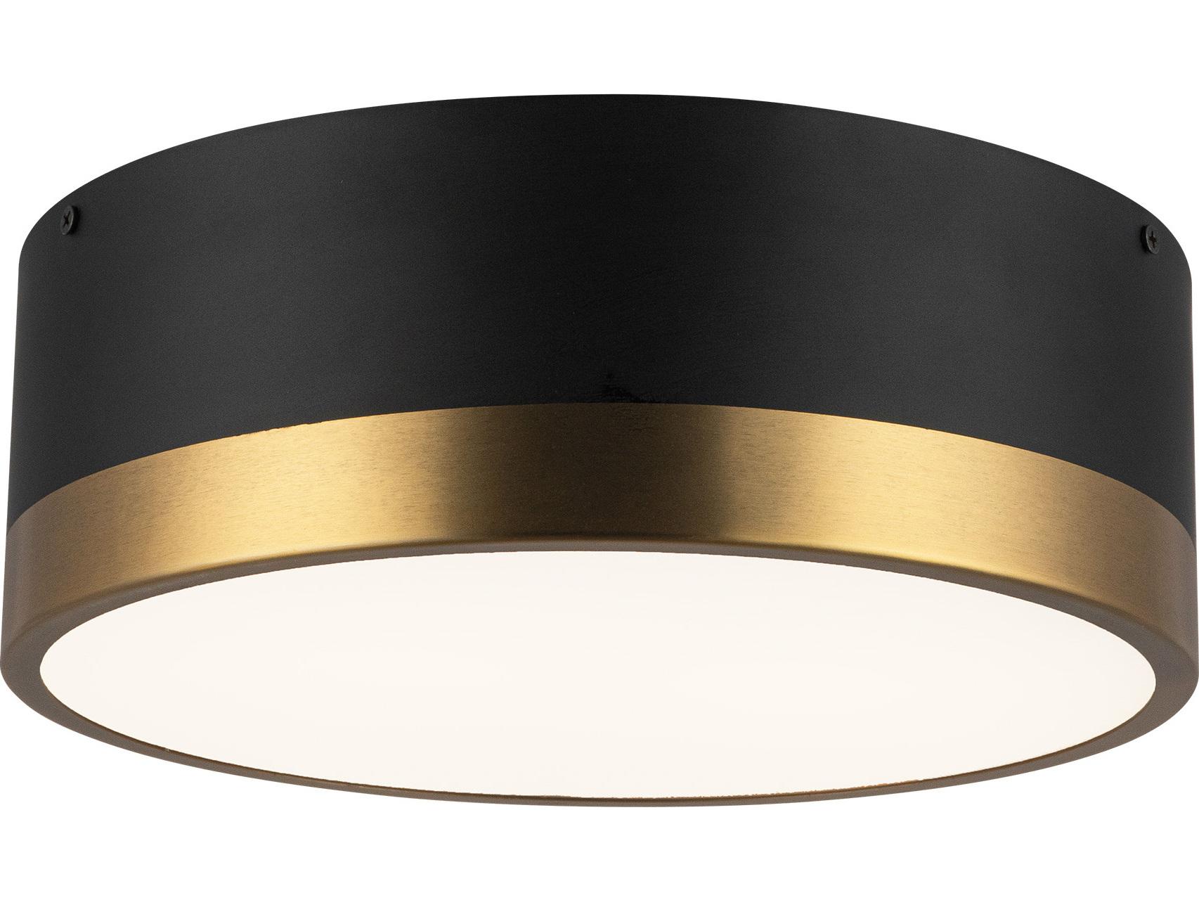 Alora Mood Brisbane 2-Light Aged Gold Matte Black Flush Mount