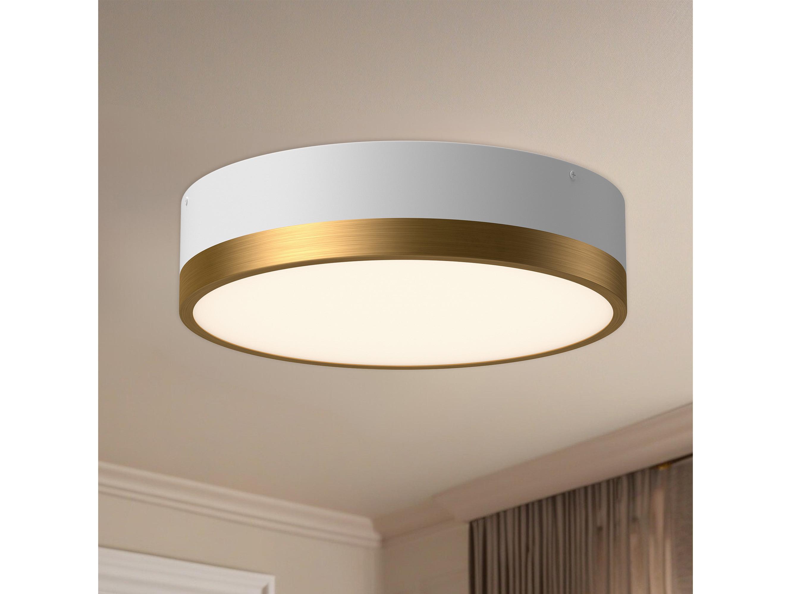 Alora Mood Brisbane 3-Light Aged Gold White Flush Mount