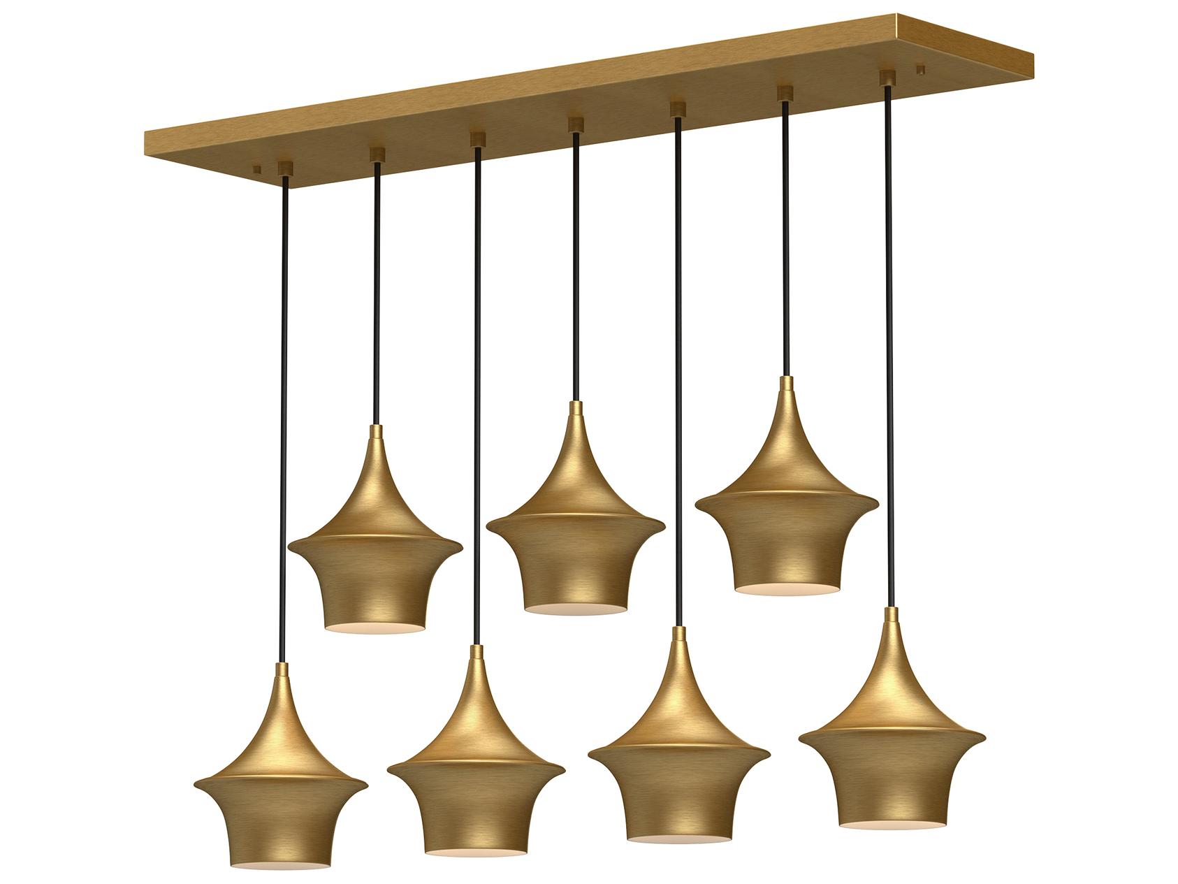 Alora Mood Emiko 7-Light Brushed Gold Geometric Island Pendant
