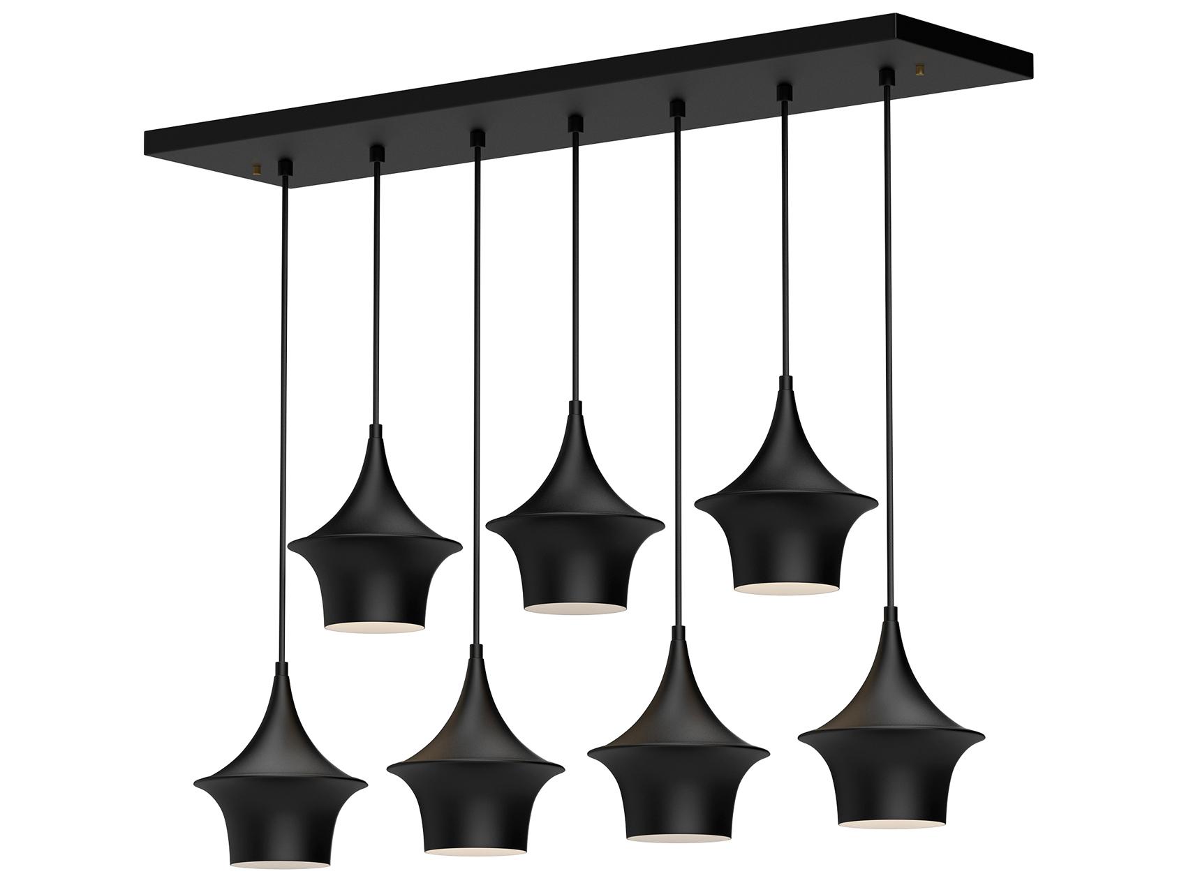 Alora Mood Emiko 7-Light Matte Black Geometric Island Pendant