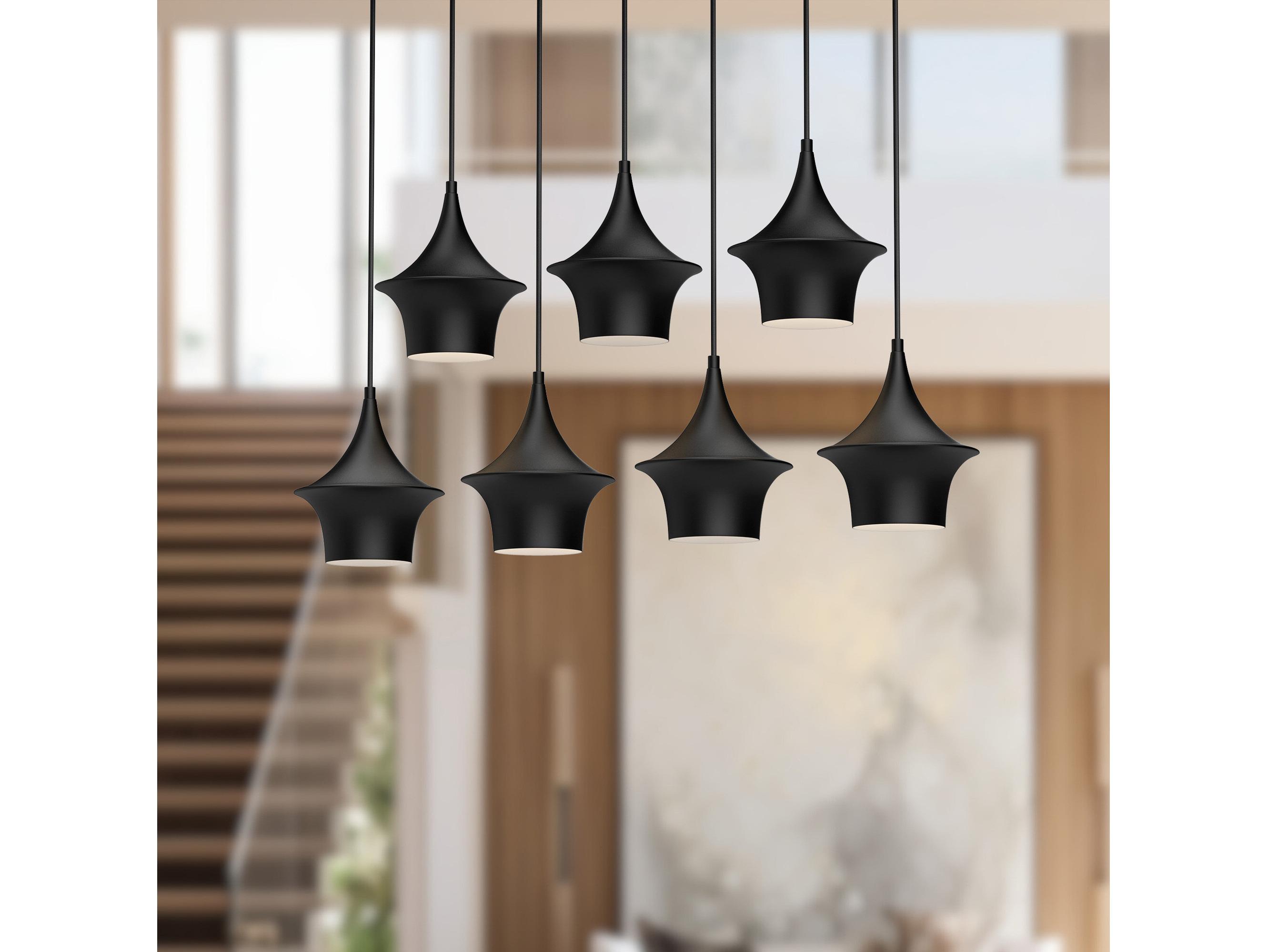 Alora Mood Emiko 7-Light Matte Black Geometric Island Pendant