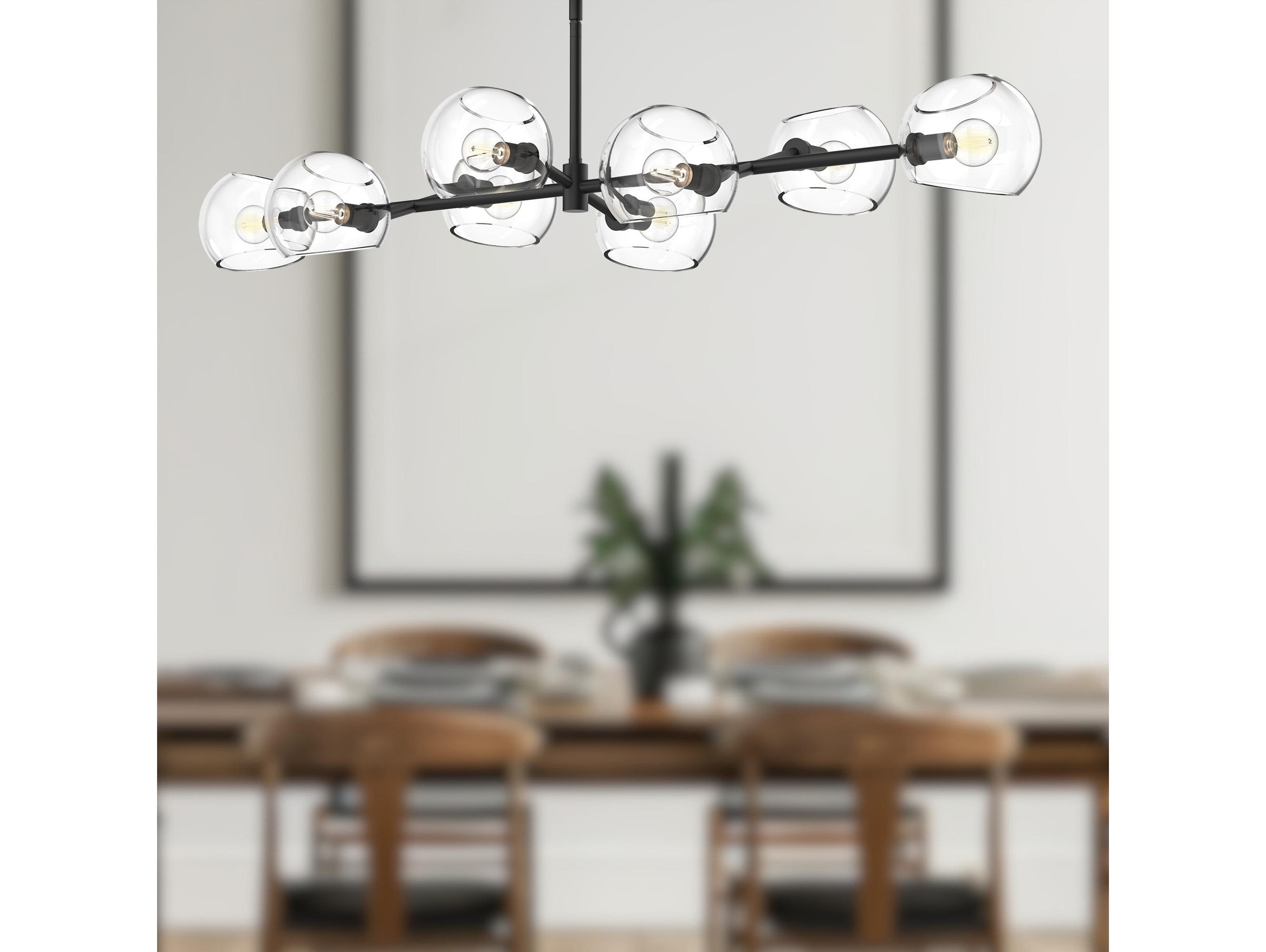 Alora Mood Willow 8-Light Matte Black Globe Island Pendant