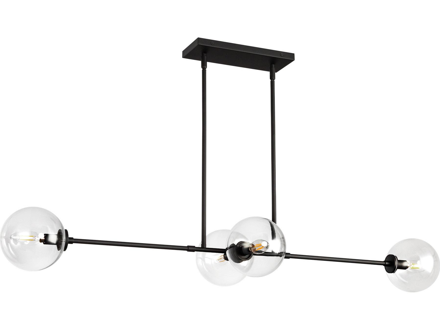 Alora Mood Cassia 4-Light Matte Black Globe Linear Island Pendant