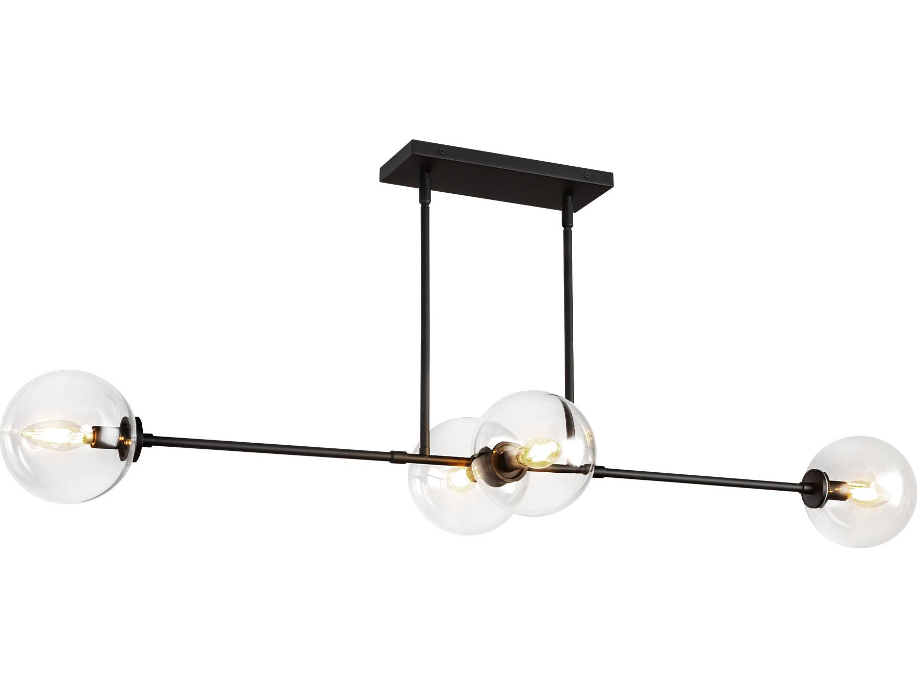 Alora Mood Cassia 4-Light Matte Black Globe Linear Island Pendant