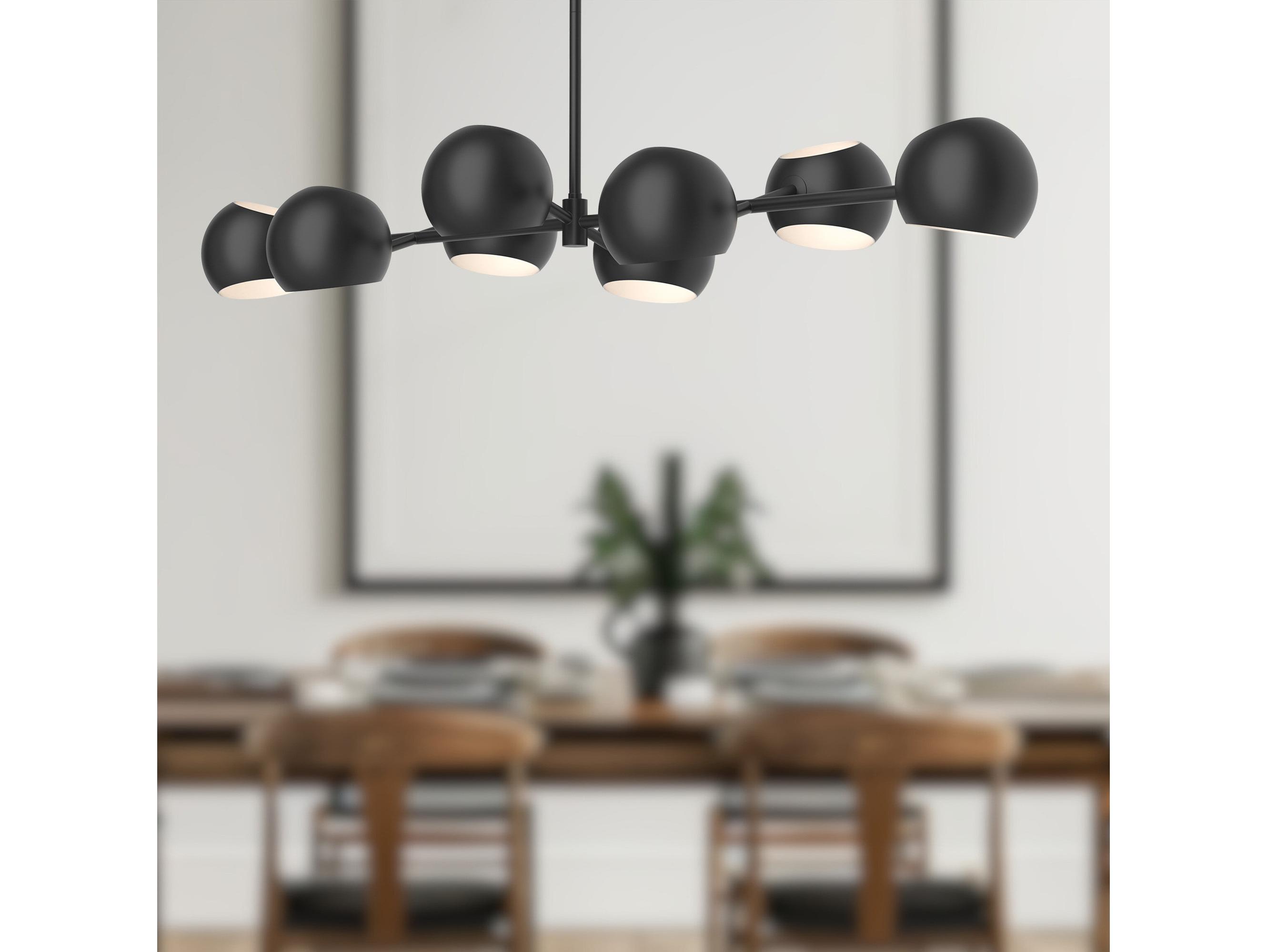 Alora Mood Willow 8-Light Matte Black Globe Island Pendant