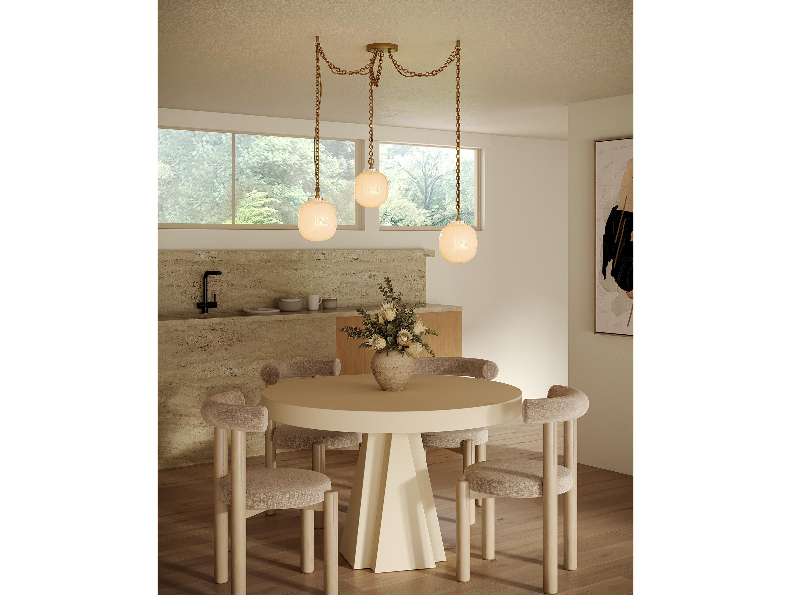 Alora Mood Cherise 3-Light Brushed Gold Mini Pendant