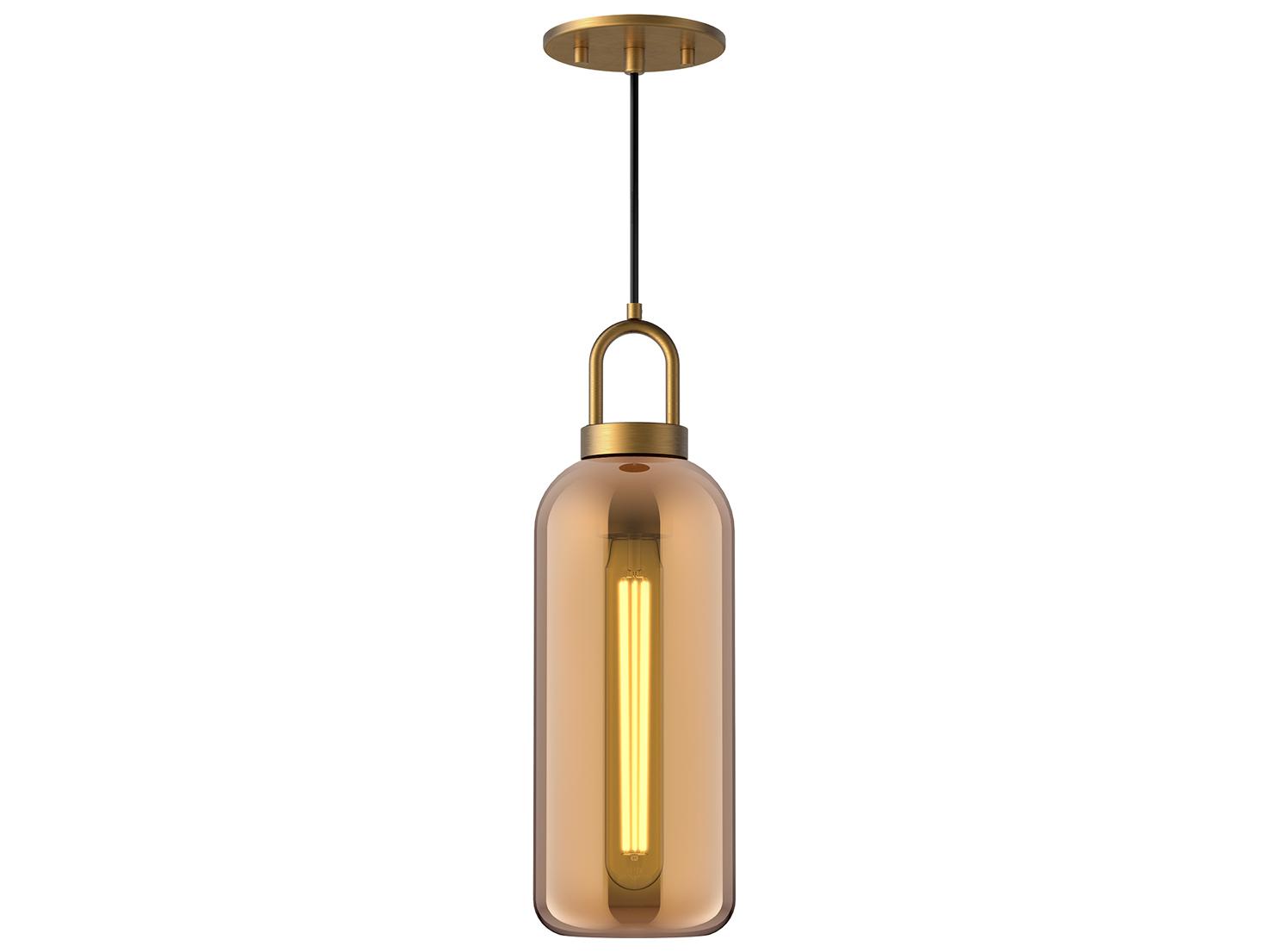 Alora Mood Soji 1-Light Aged Gold Cylinder Mini Pendant