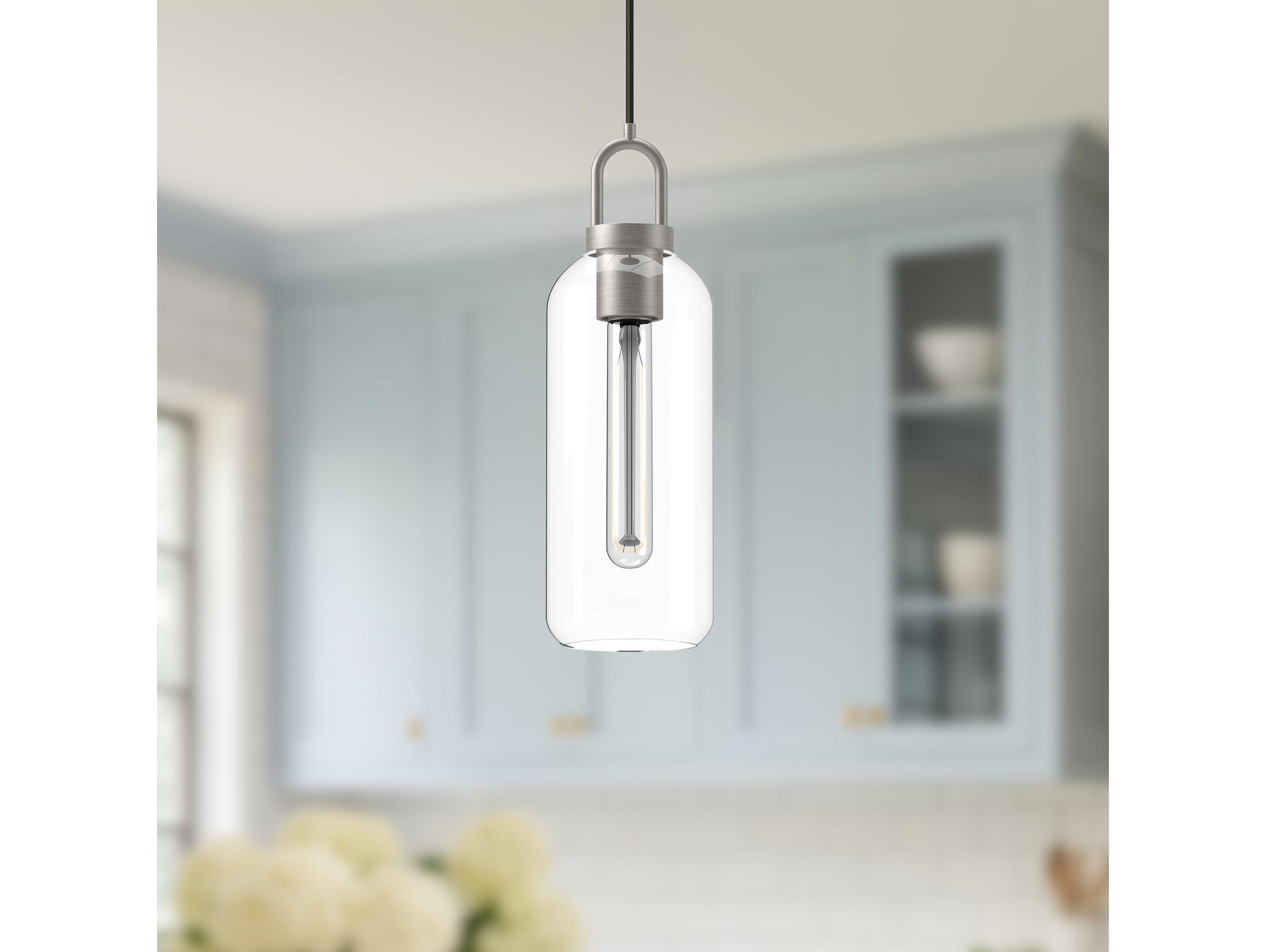 Alora Mood Soji 1-Light Brushed Nickel Cylinder Mini Pendant