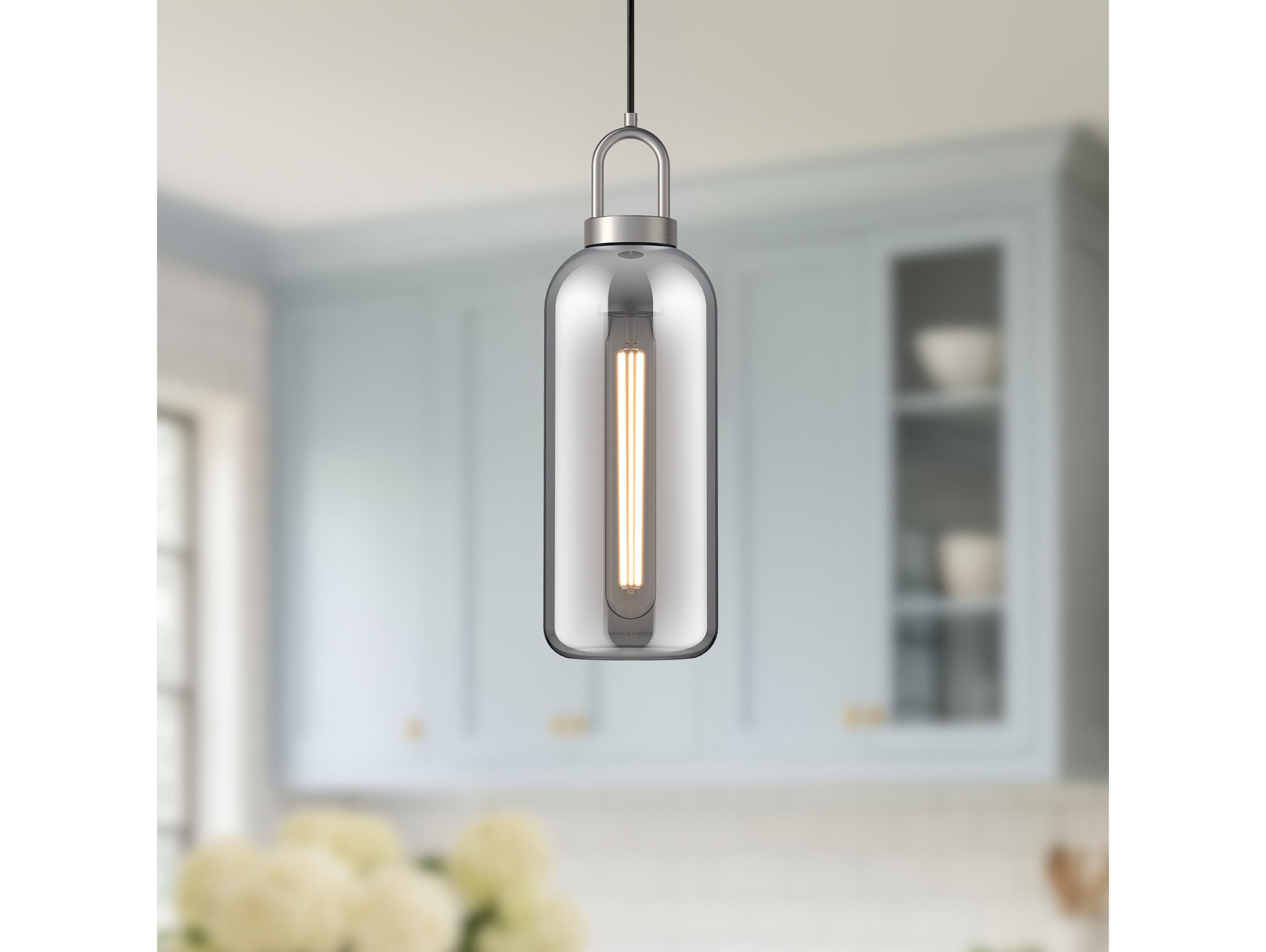 Alora Mood Soji 1-Light Brushed Nickel Cylinder Mini Pendant