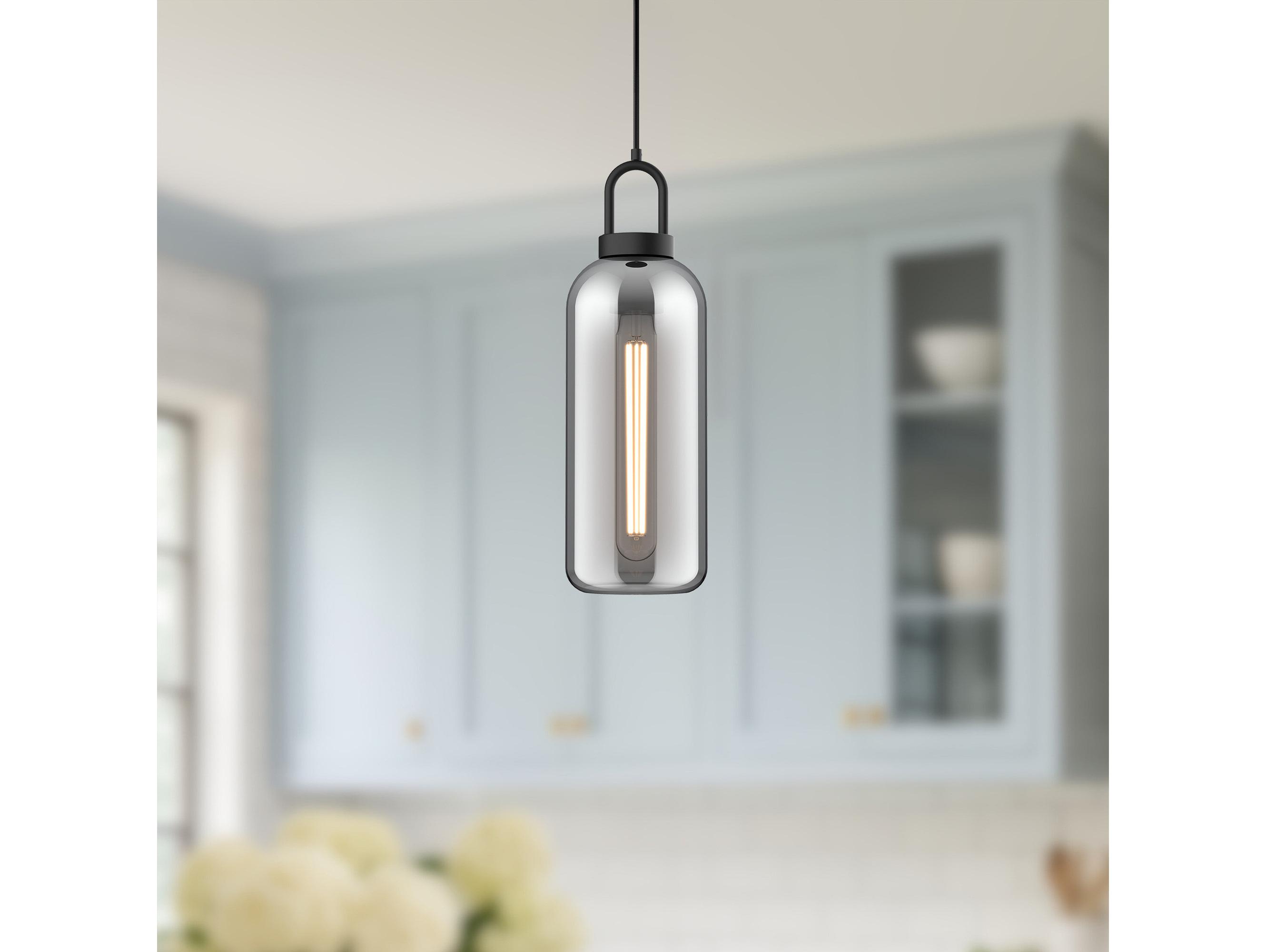 Alora Mood Soji 1-Light Matte Black Cylinder Mini Pendant