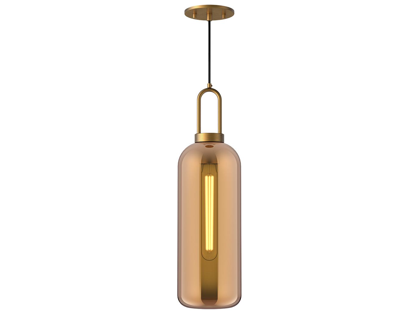 Alora Mood Soji 1-Light Aged Gold Cylinder Mini Pendant