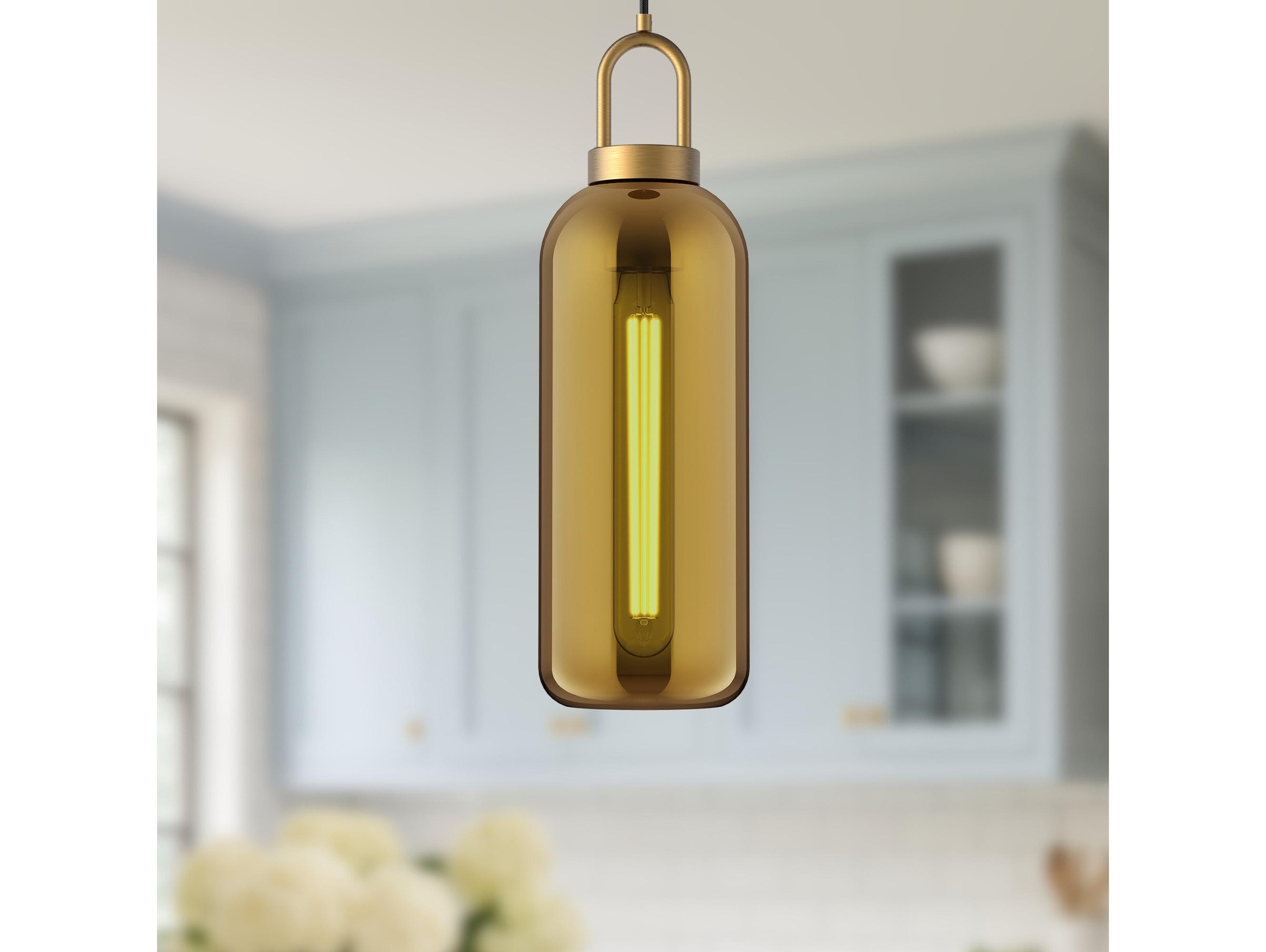 Alora Mood Soji 1-Light Aged Gold Cylinder Mini Pendant