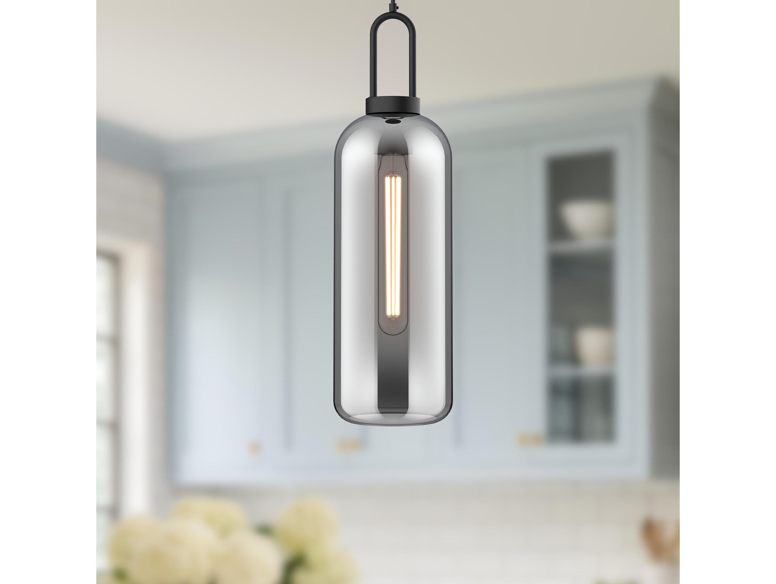 Alora Mood Soji 1-Light Matte Black Cylinder Mini Pendant