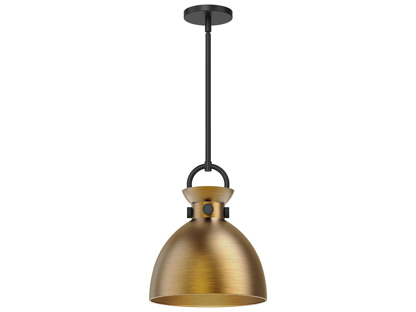 Alora Mood Waldo 1-Light Matte Black Aged Gold Dome Mini Pendant