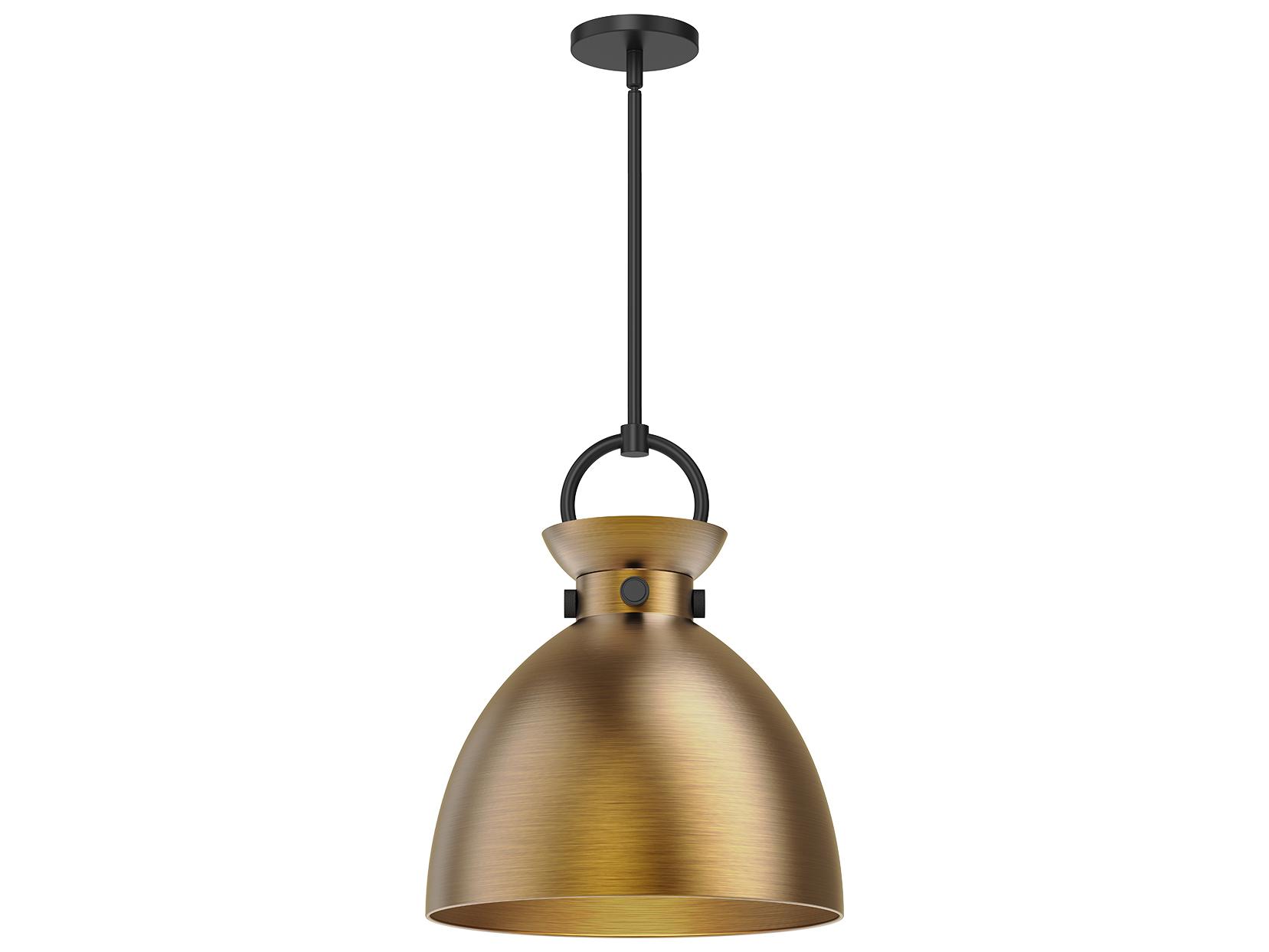 Alora Mood Waldo 1-Light Matte Black Aged Gold Dome Pendant