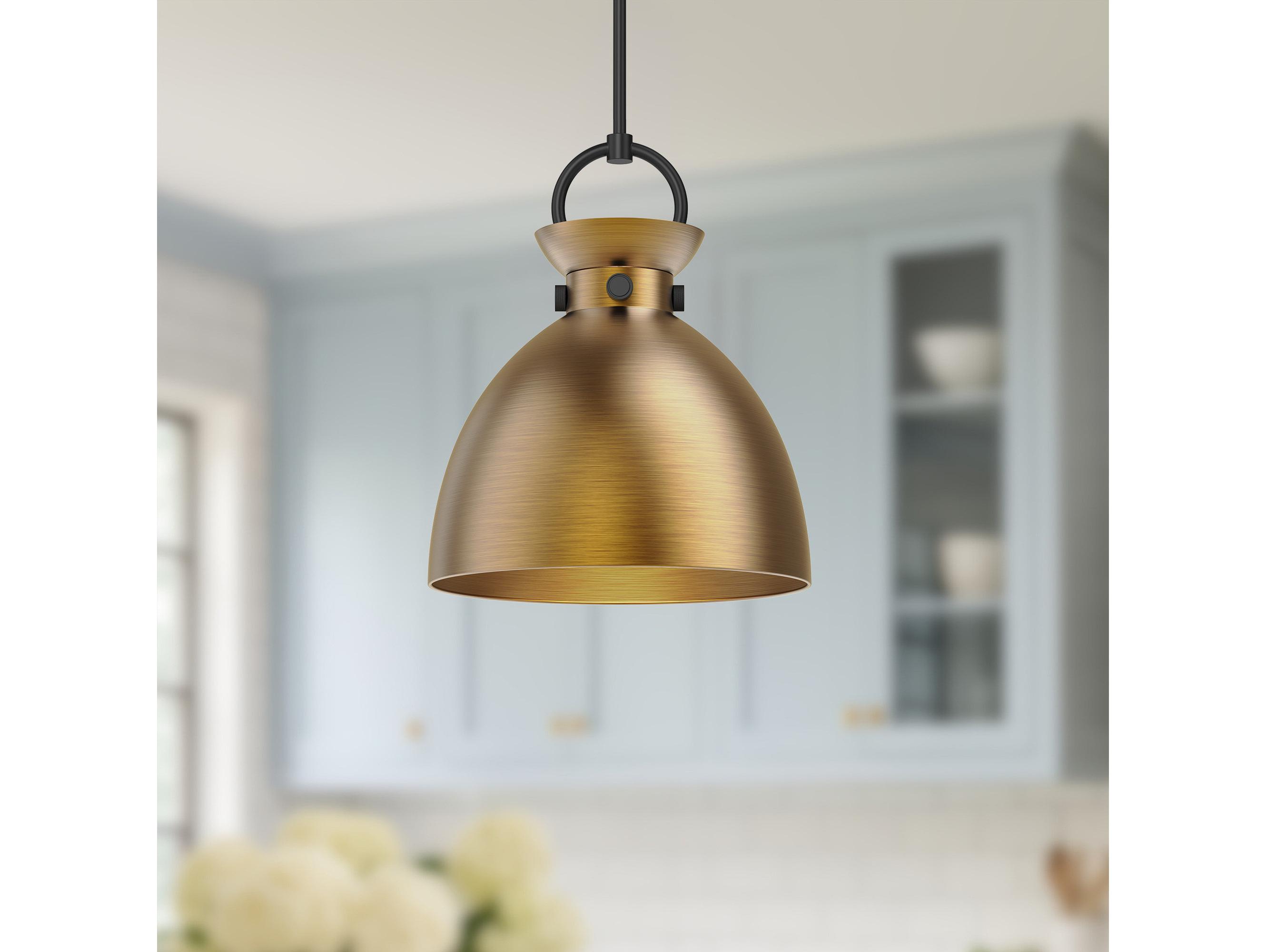 Alora Mood Waldo 1-Light Matte Black Aged Gold Dome Pendant