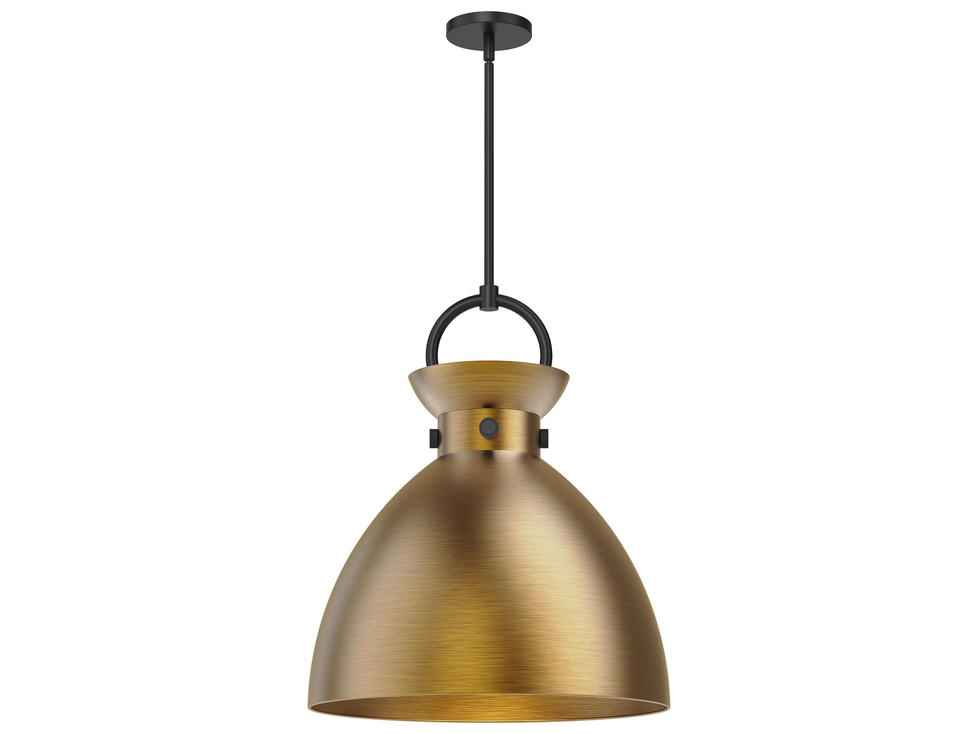 Alora Mood Waldo 1-Light Matte Black Aged Gold Dome Pendant
