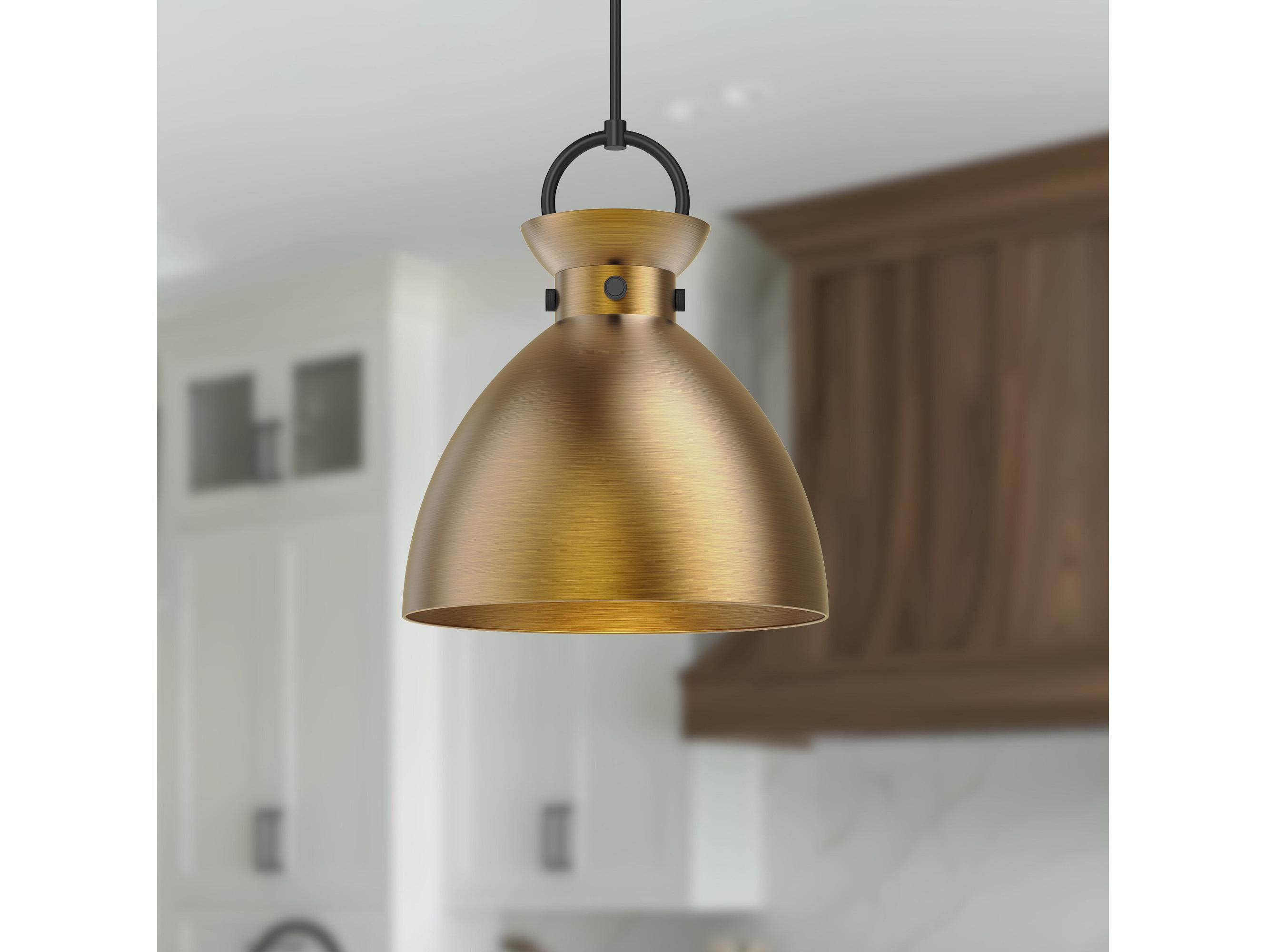 Alora Mood Waldo 1-Light Matte Black Aged Gold Dome Pendant