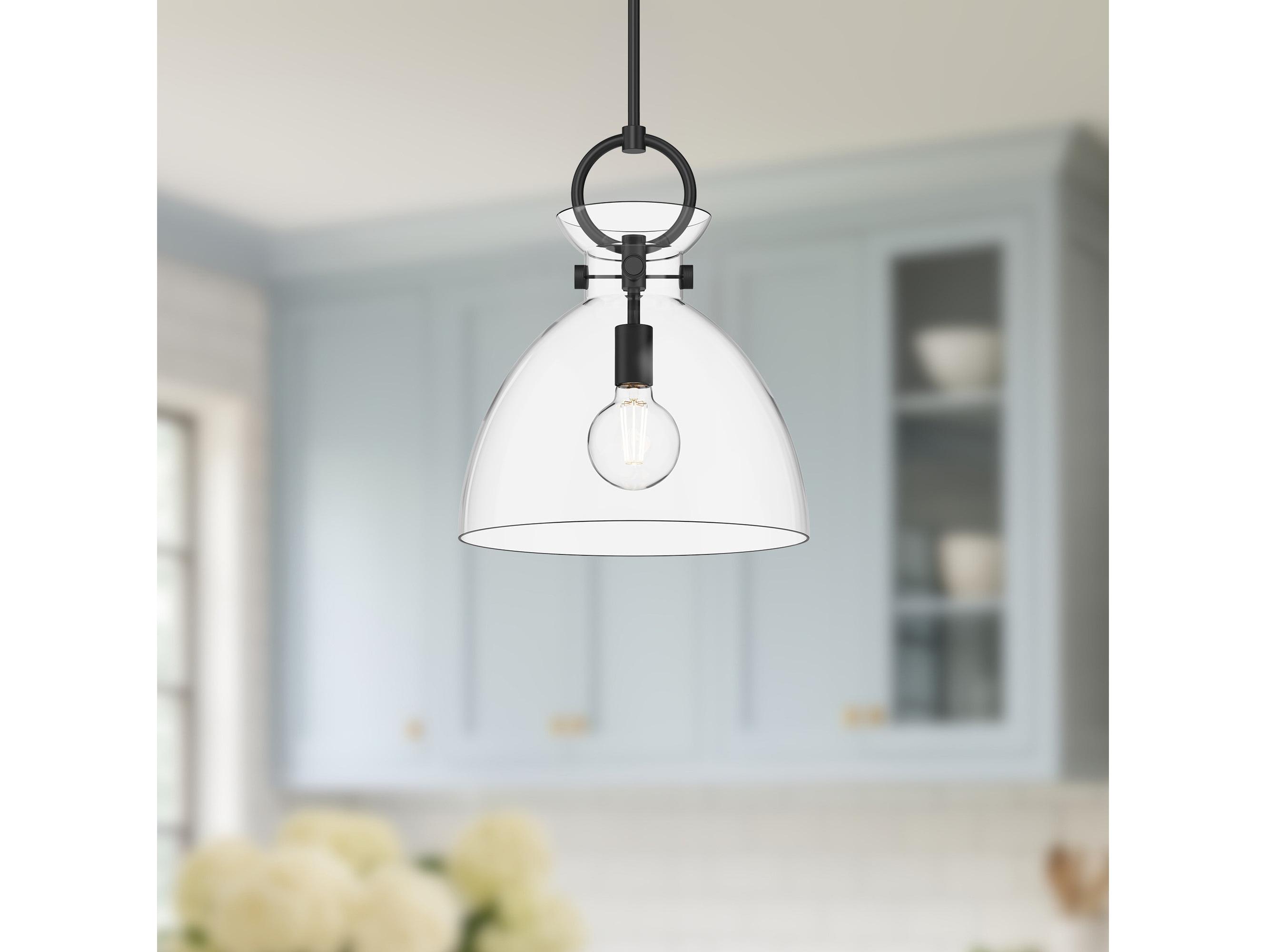 Alora Mood Waldo 1-Light Matte Black Dome Pendant
