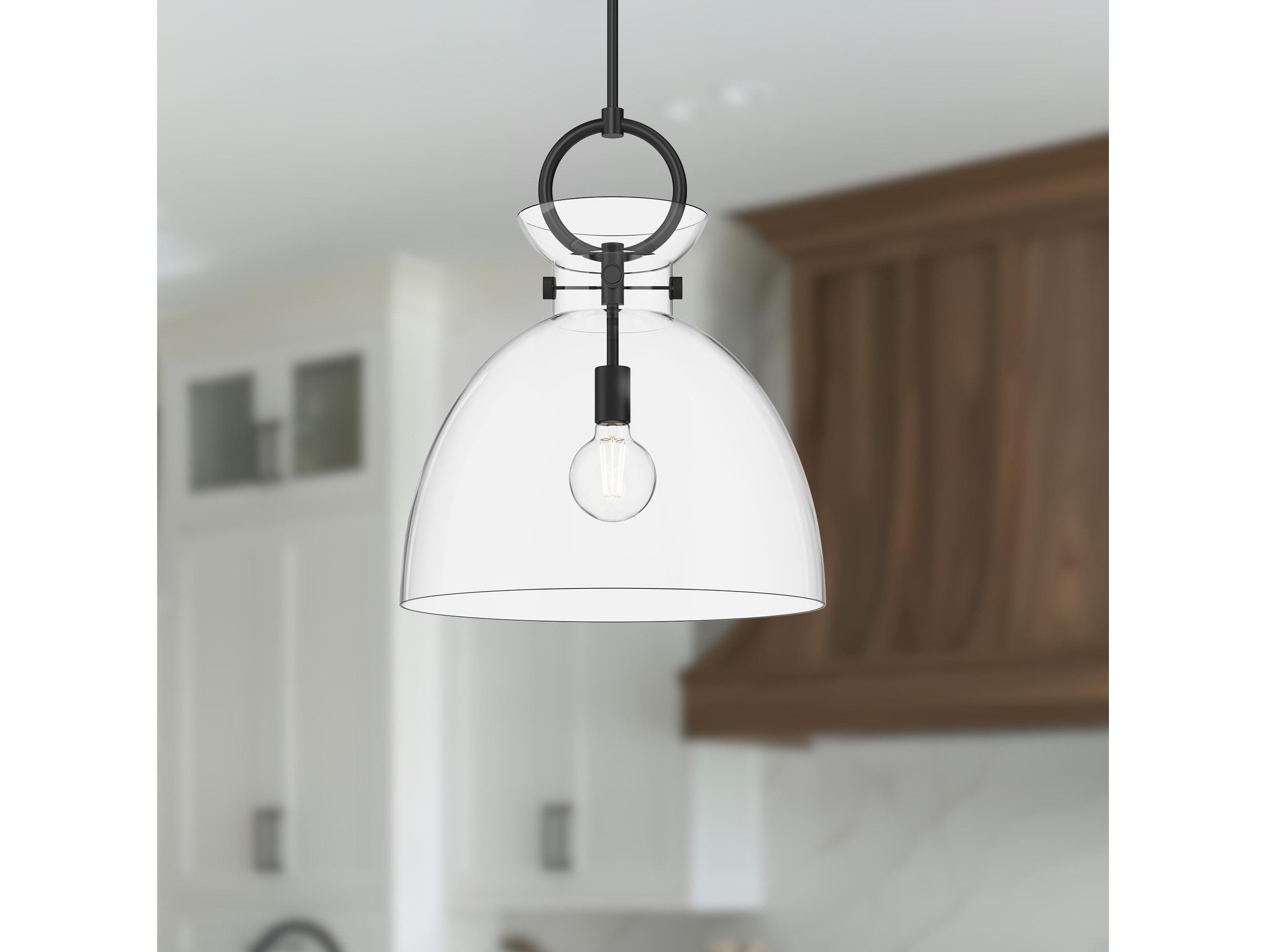 Alora Mood Waldo 1-Light Matte Black Dome Pendant
