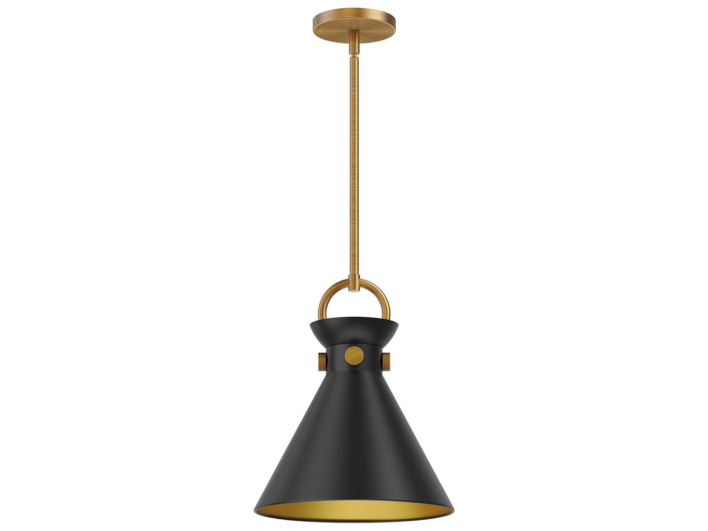 Alora Mood Emerson 1-Light Aged Gold Matte Black Mini Pendant