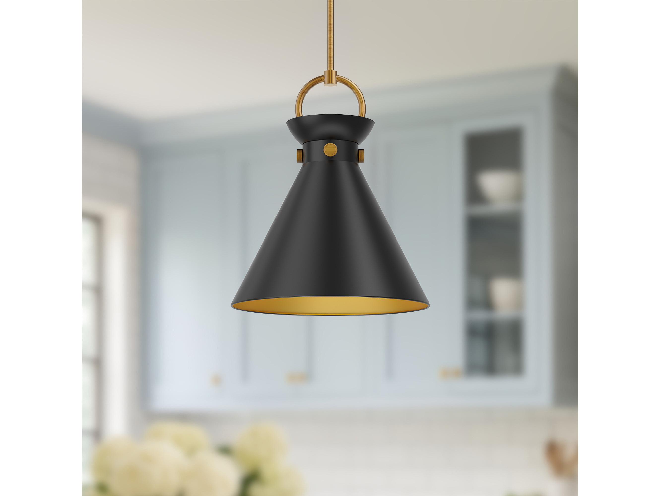 Alora Mood Emerson 1-Light Aged Gold Matte Black Pendant
