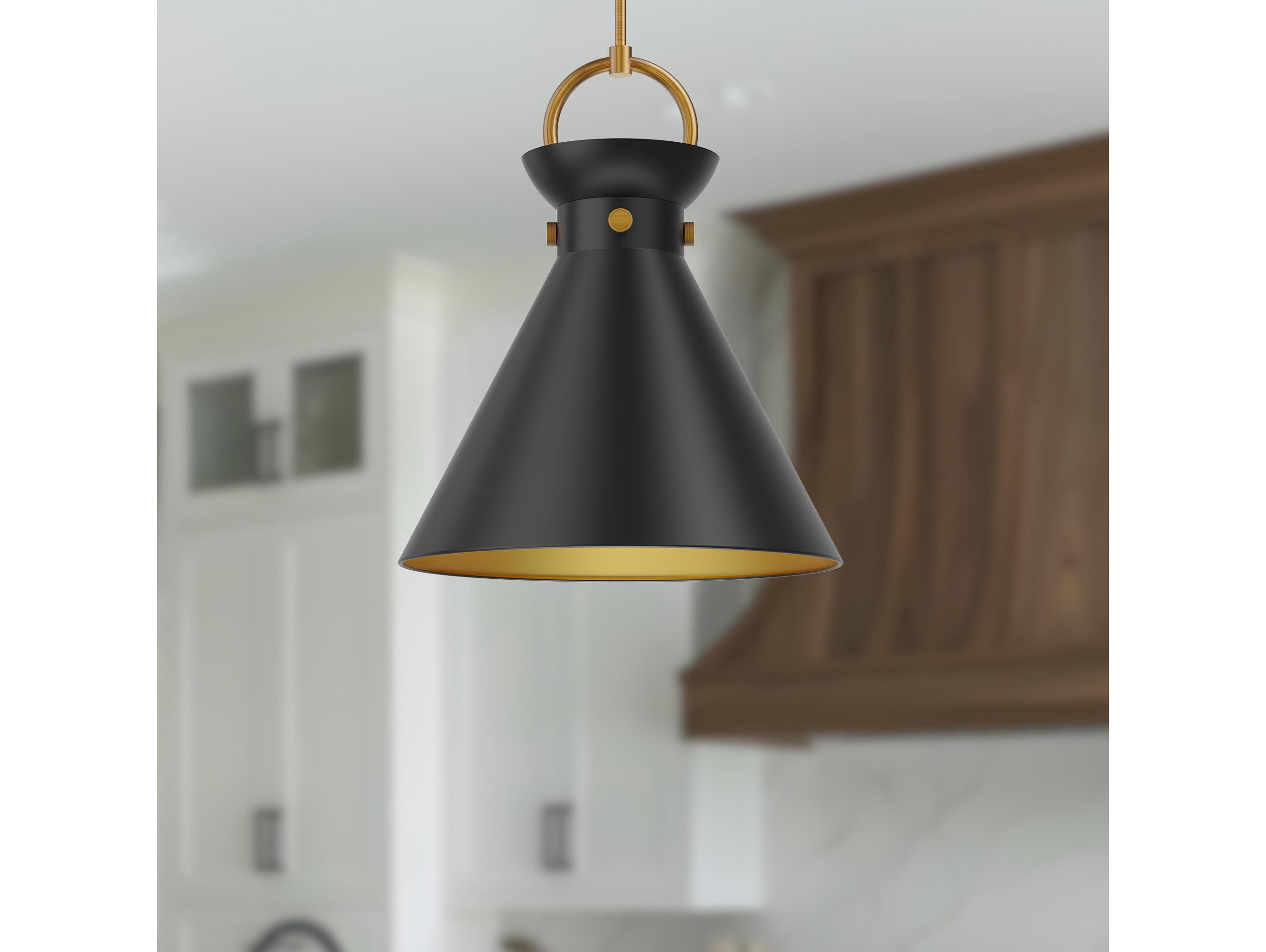 Alora Mood Emerson 1-Light Aged Gold Matte Black Pendant