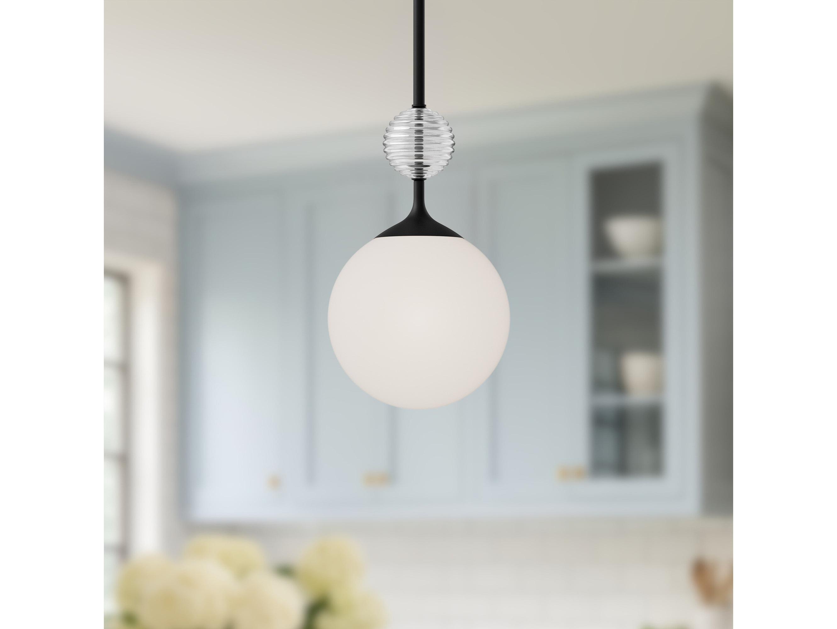 Alora Mood Celia 1-Light Matte Black Globe Mini Pendant