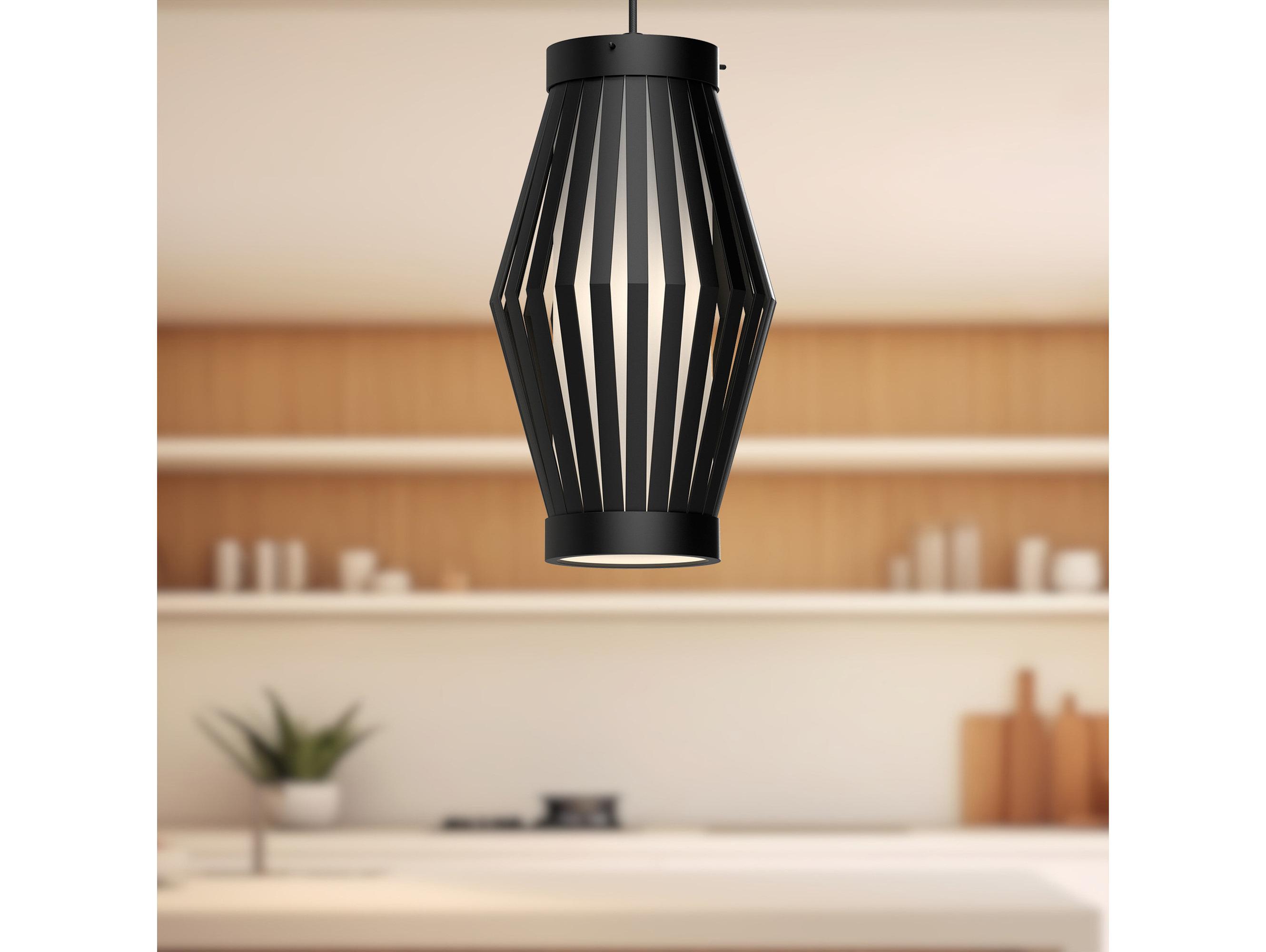 Alora Mood Hana 1-Light Matte Black Geometric Mini Pendant