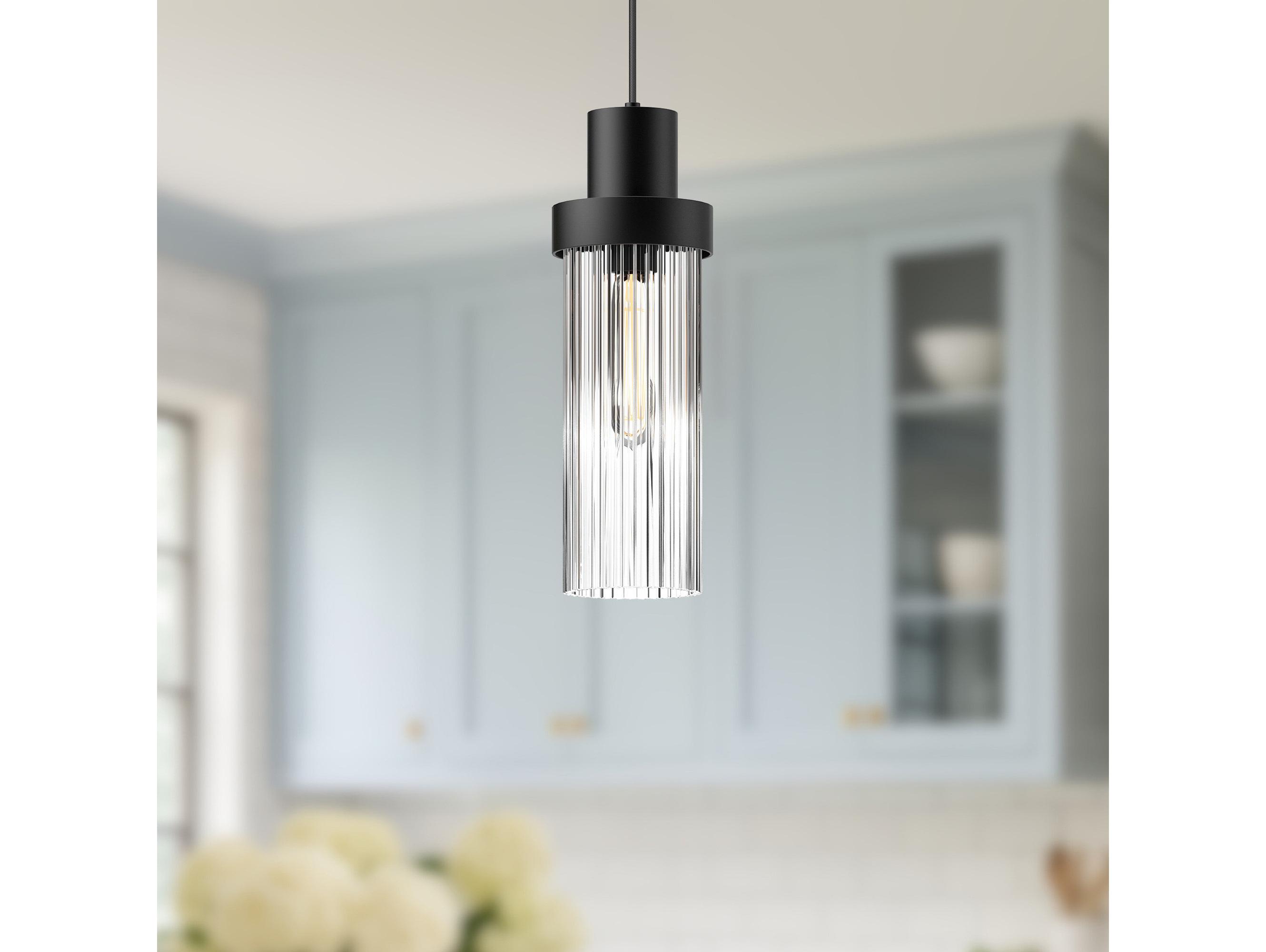 Alora Mood Kent 1-Light Matte Black Cylinder Mini Pendant