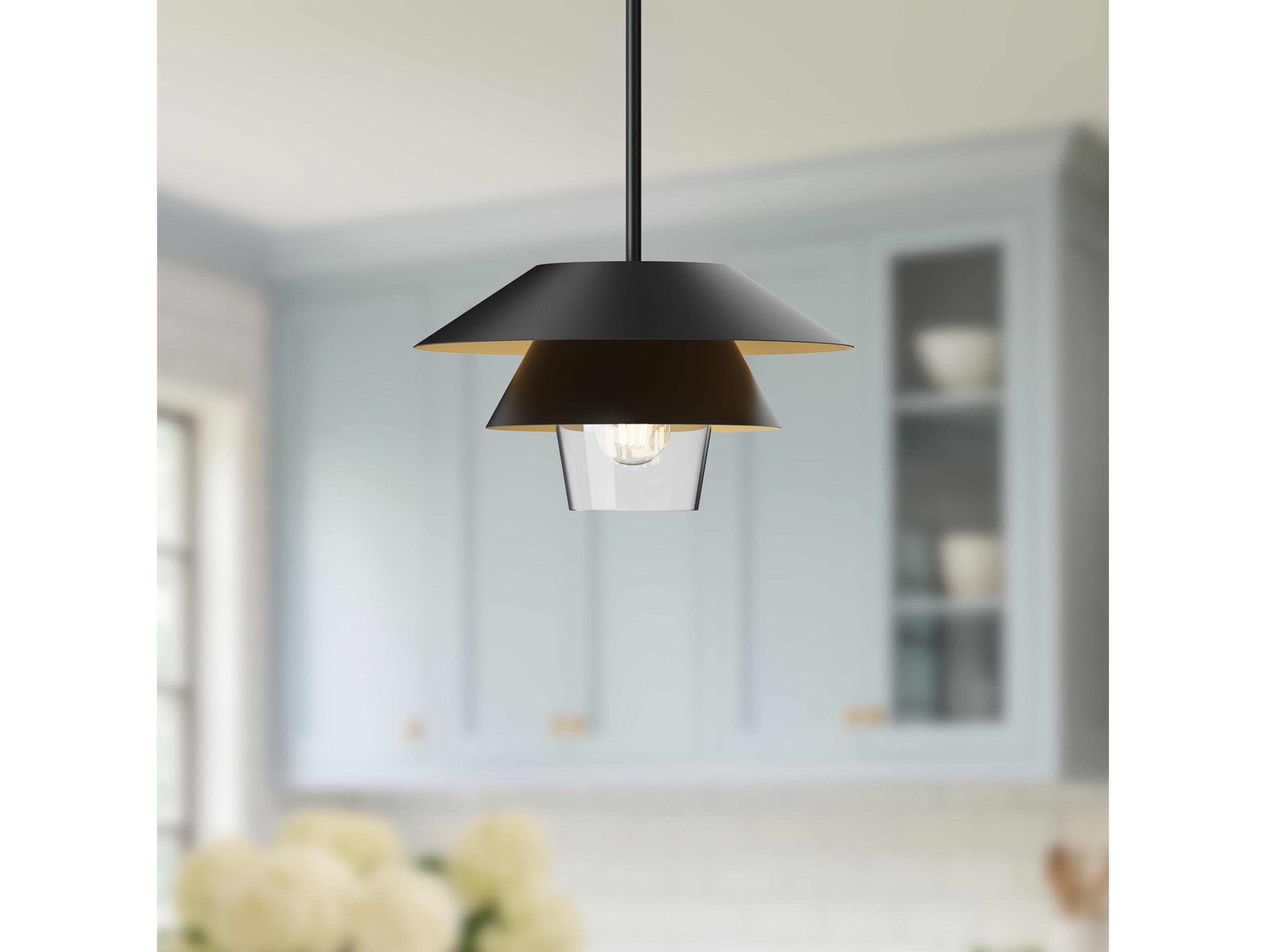 Alora Mood Tetsu 1-Light Matte Black Geometric Pendant