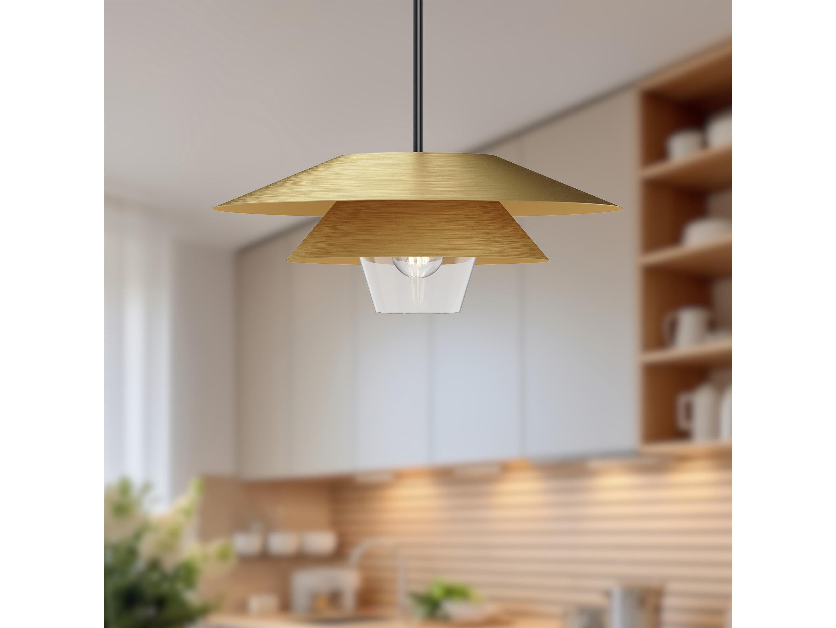 Alora Mood Tetsu 1-Light Brushed Gold Geometric Pendant