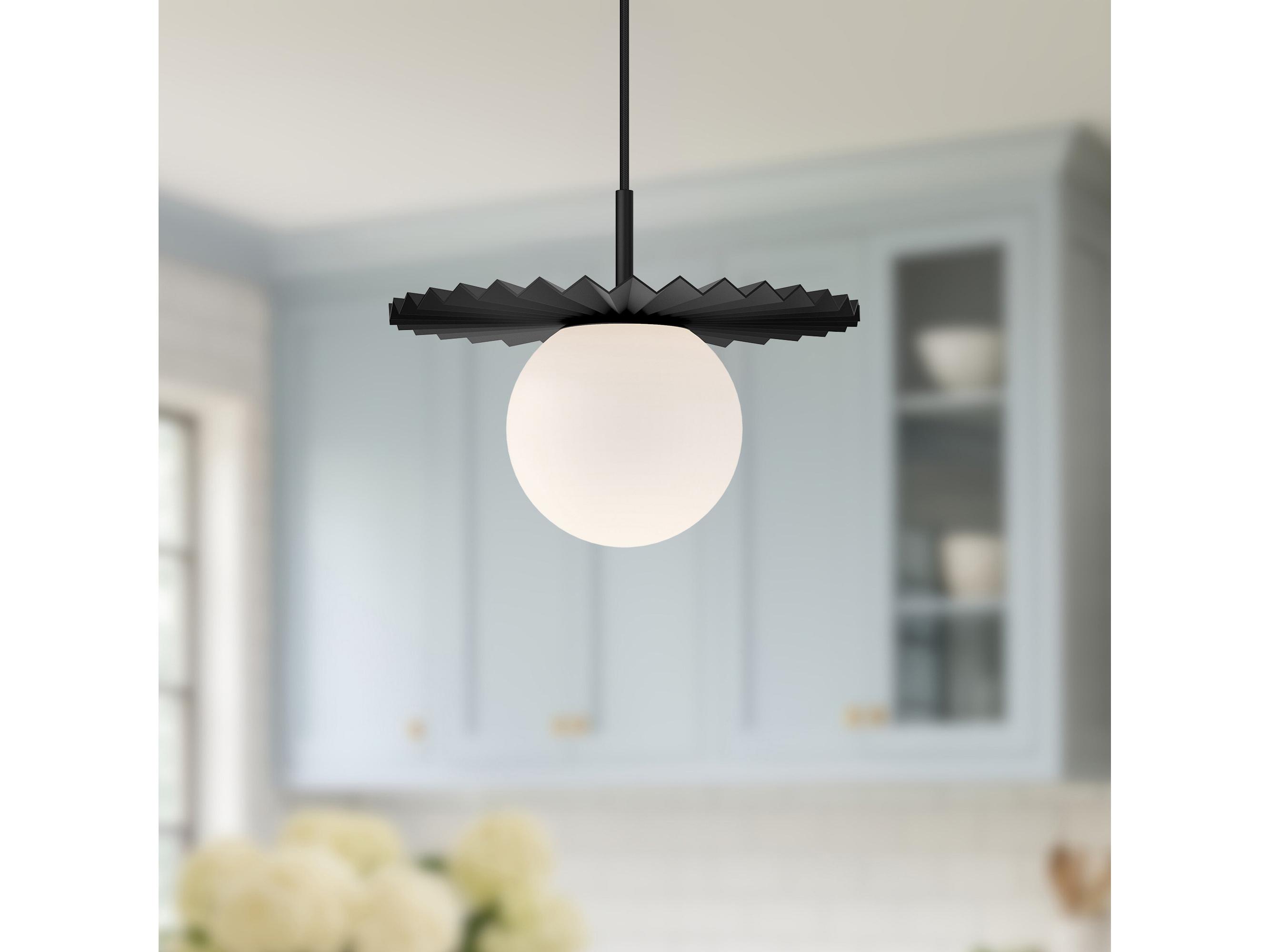 Alora Mood Plume 1-Light Matte Black Globe Mini Pendant