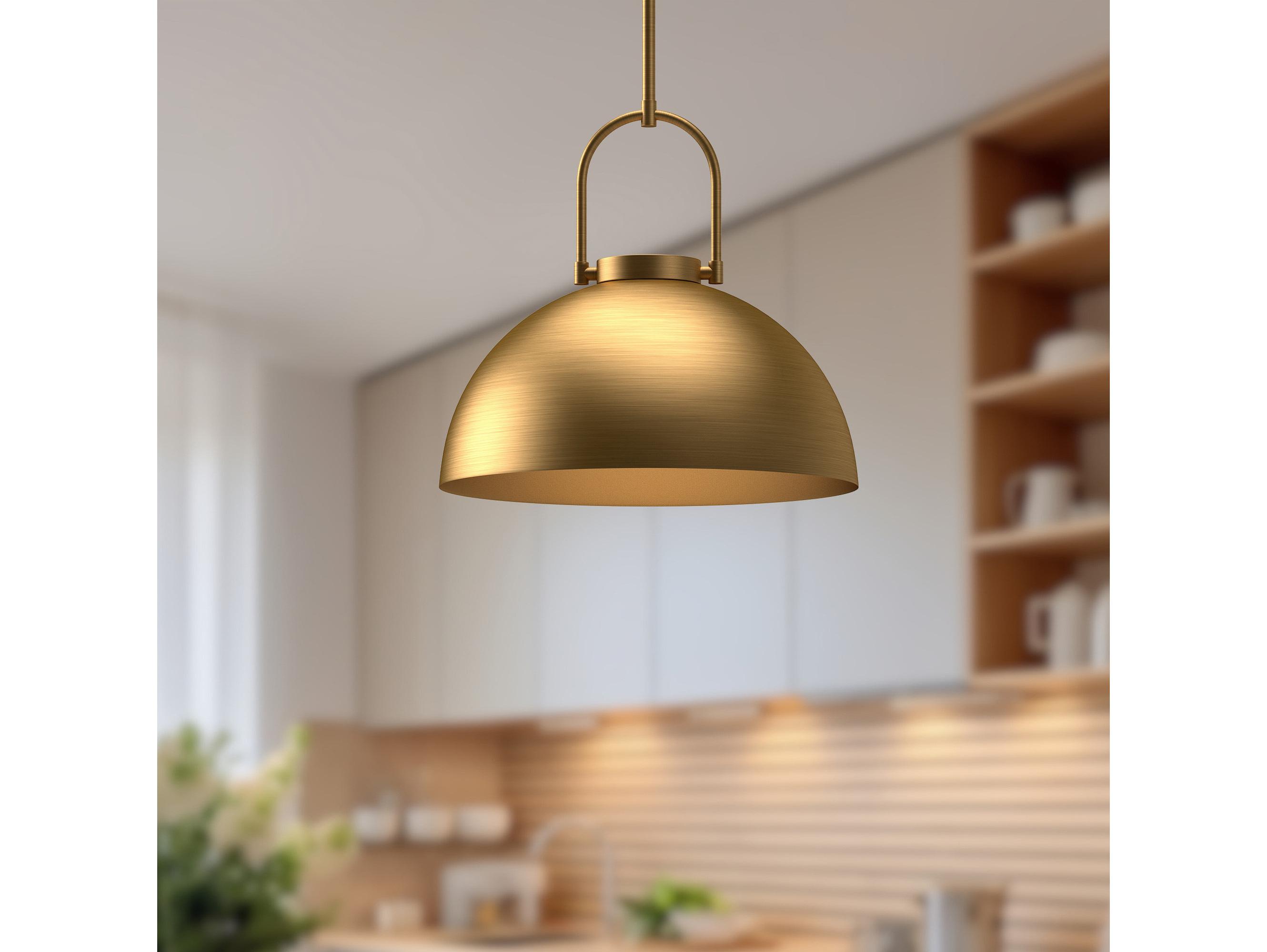 Alora Mood Harper 1-Light Aged Gold Dome Pendant