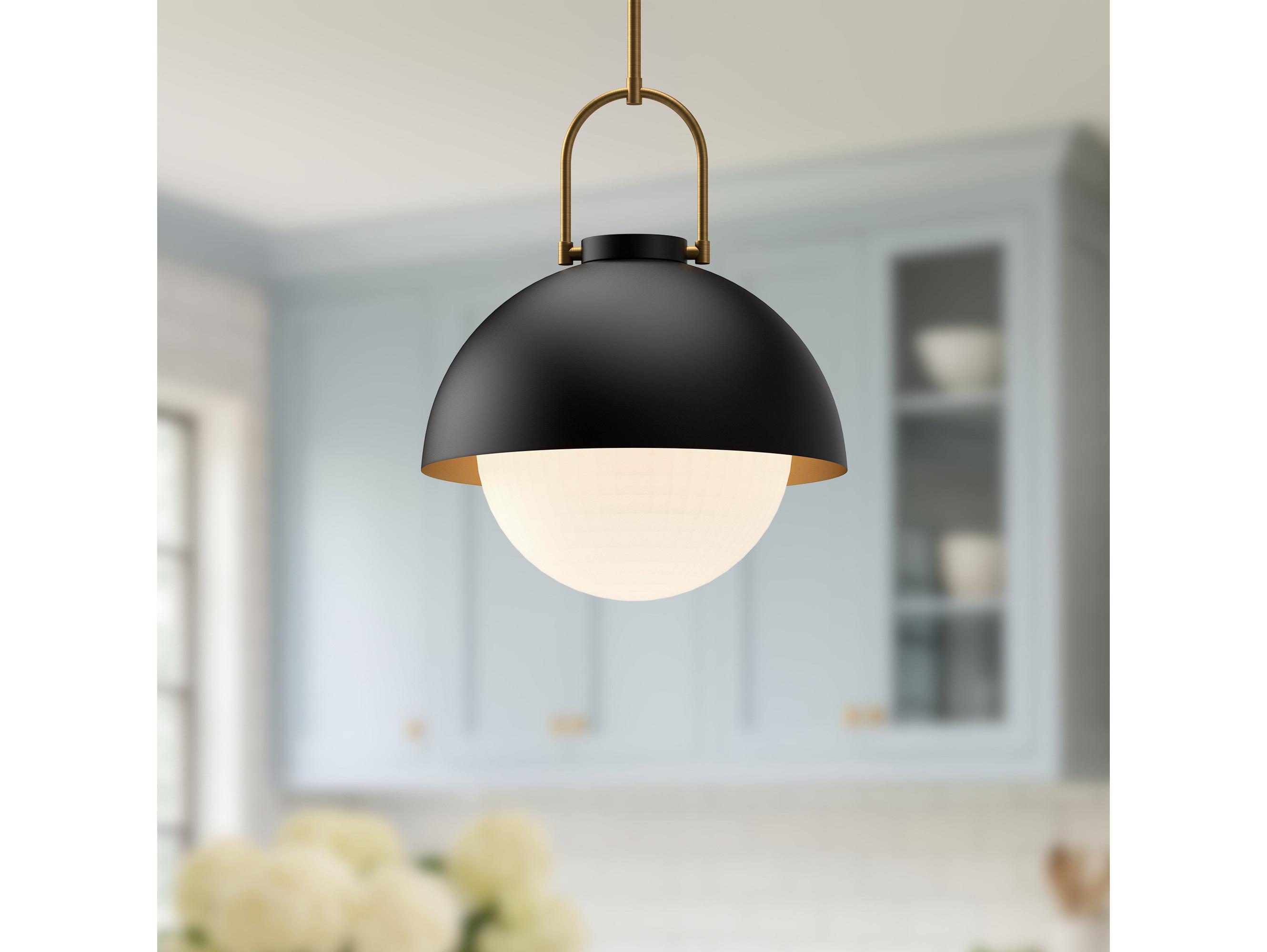 Alora Mood Harper 1-Light Matte Black Dome Pendant