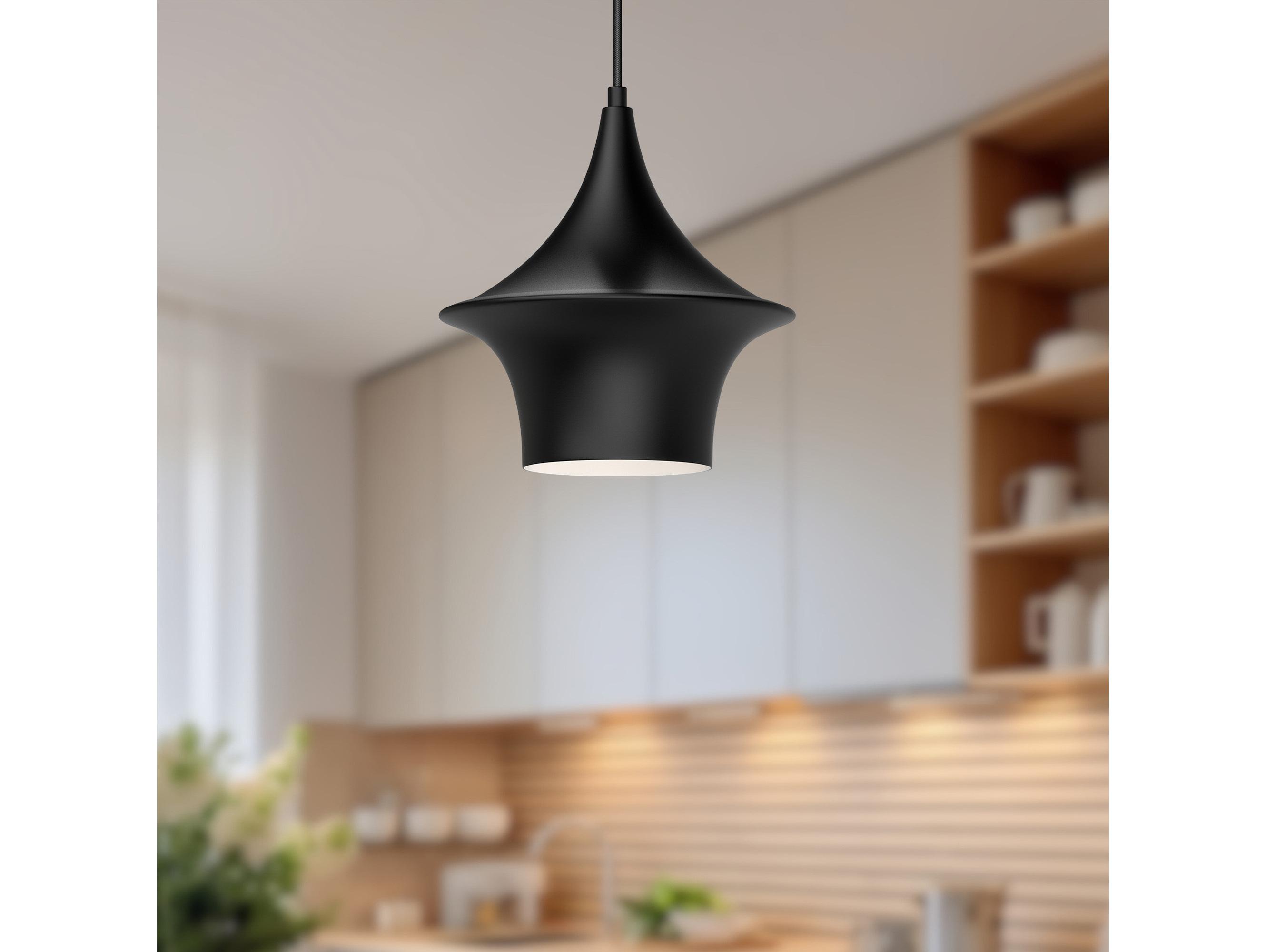 Alora Mood Emiko 1-Light Matte Black Geometric Mini Pendant