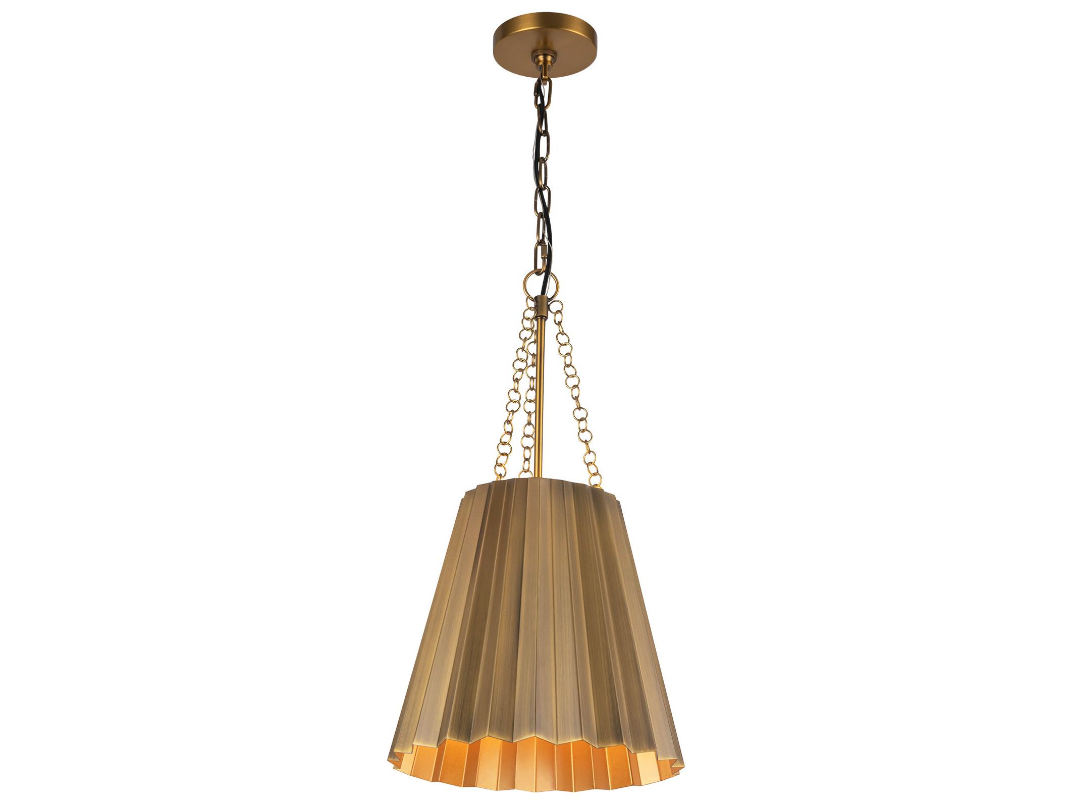 Alora Mood Plisse 1-Light Aged Gold Mini Pendant