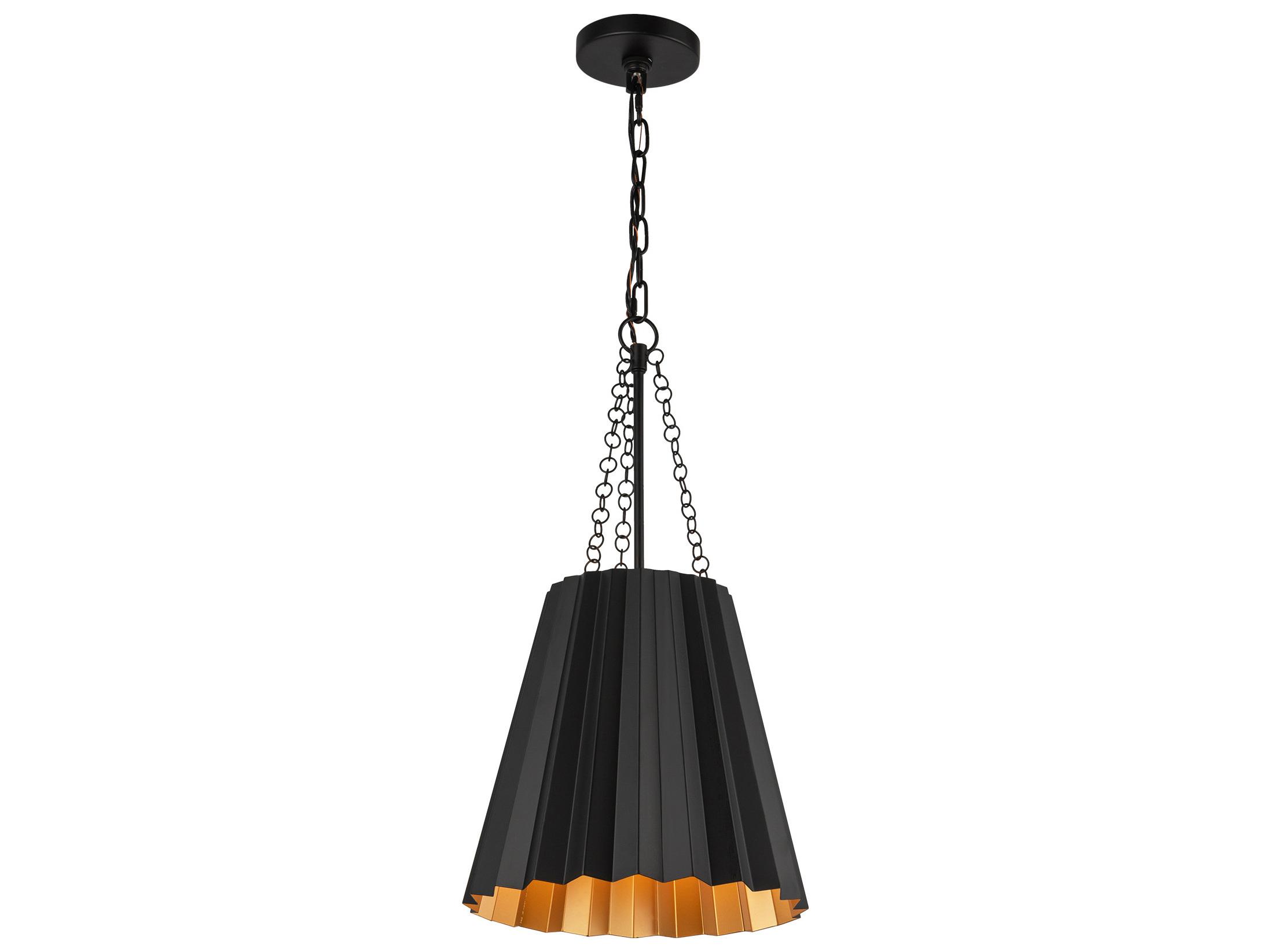 Alora Mood Plisse 1-Light Matte Black Mini Pendant