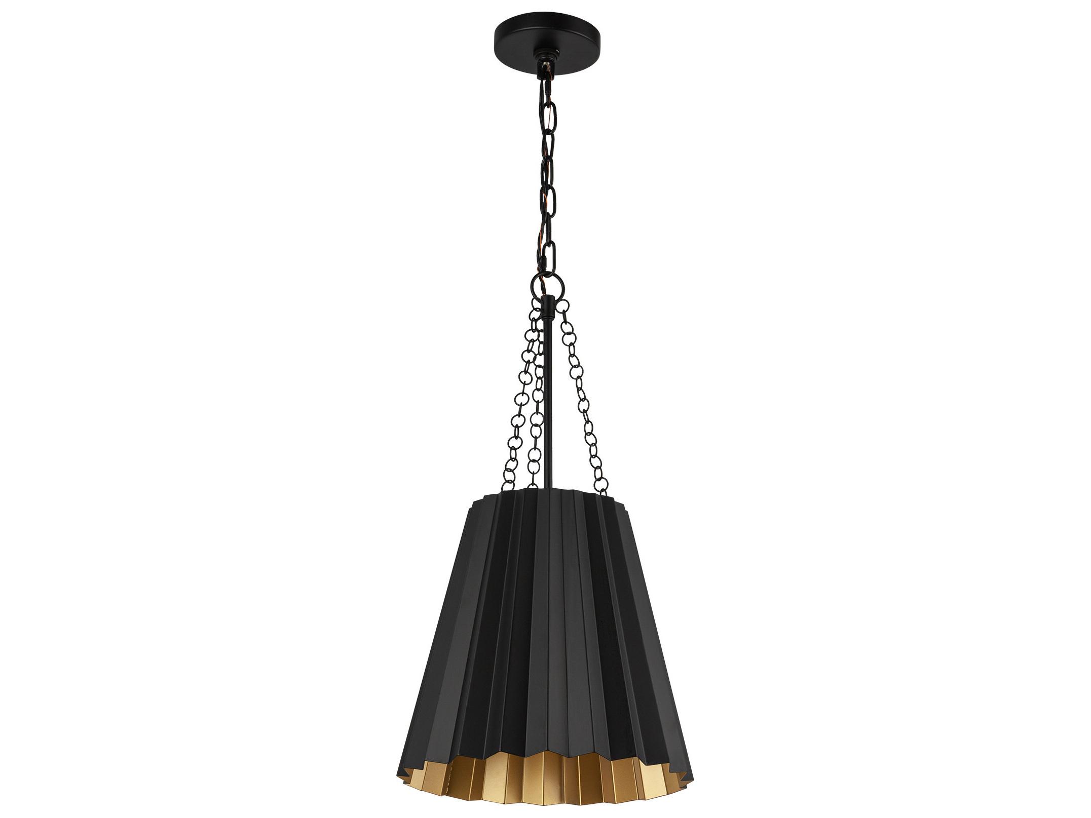 Alora Mood Plisse 1-Light Matte Black Mini Pendant