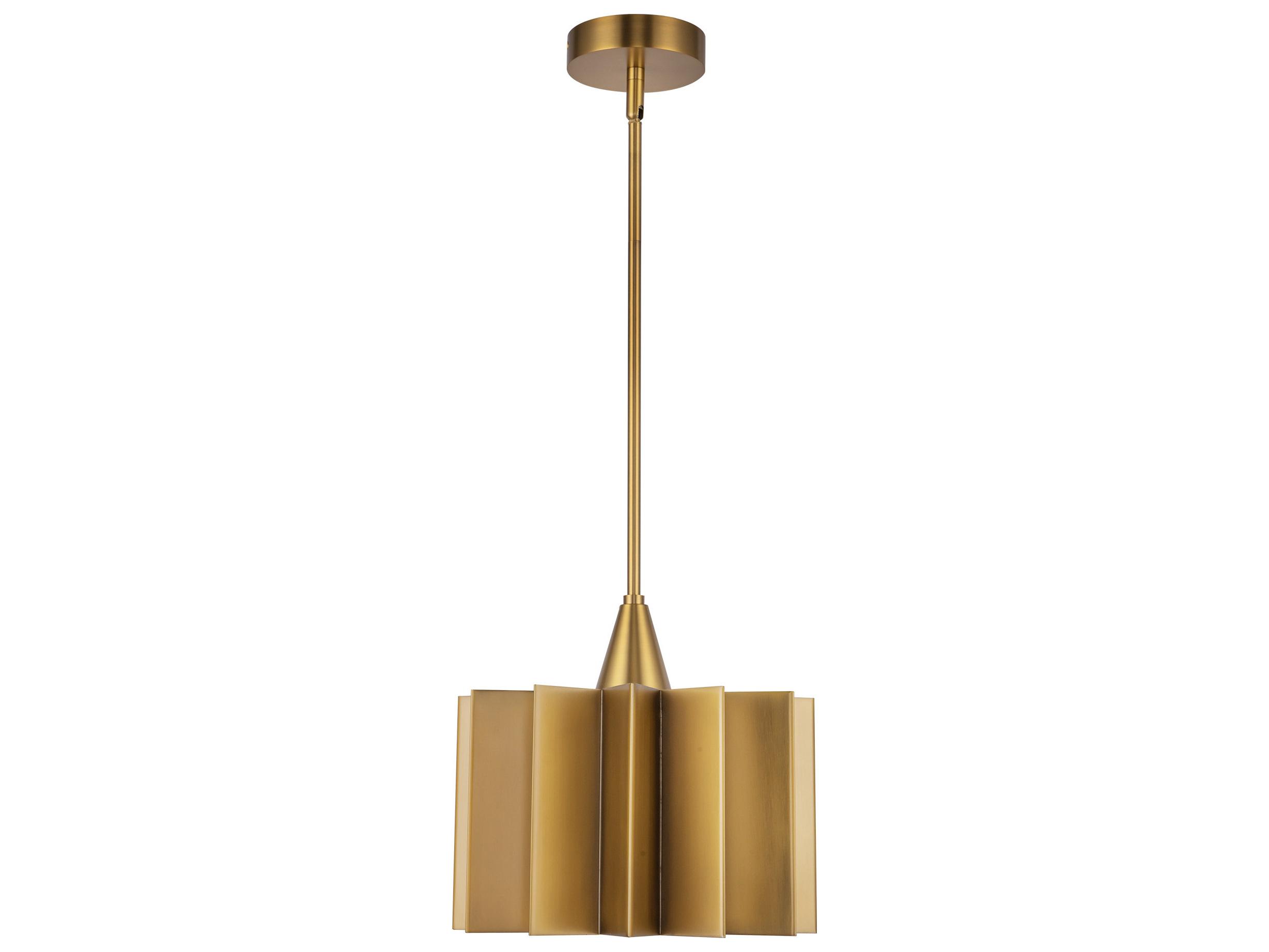 Alora Mood Plisse 1-Light Aged Gold Geometric Mini Pendant