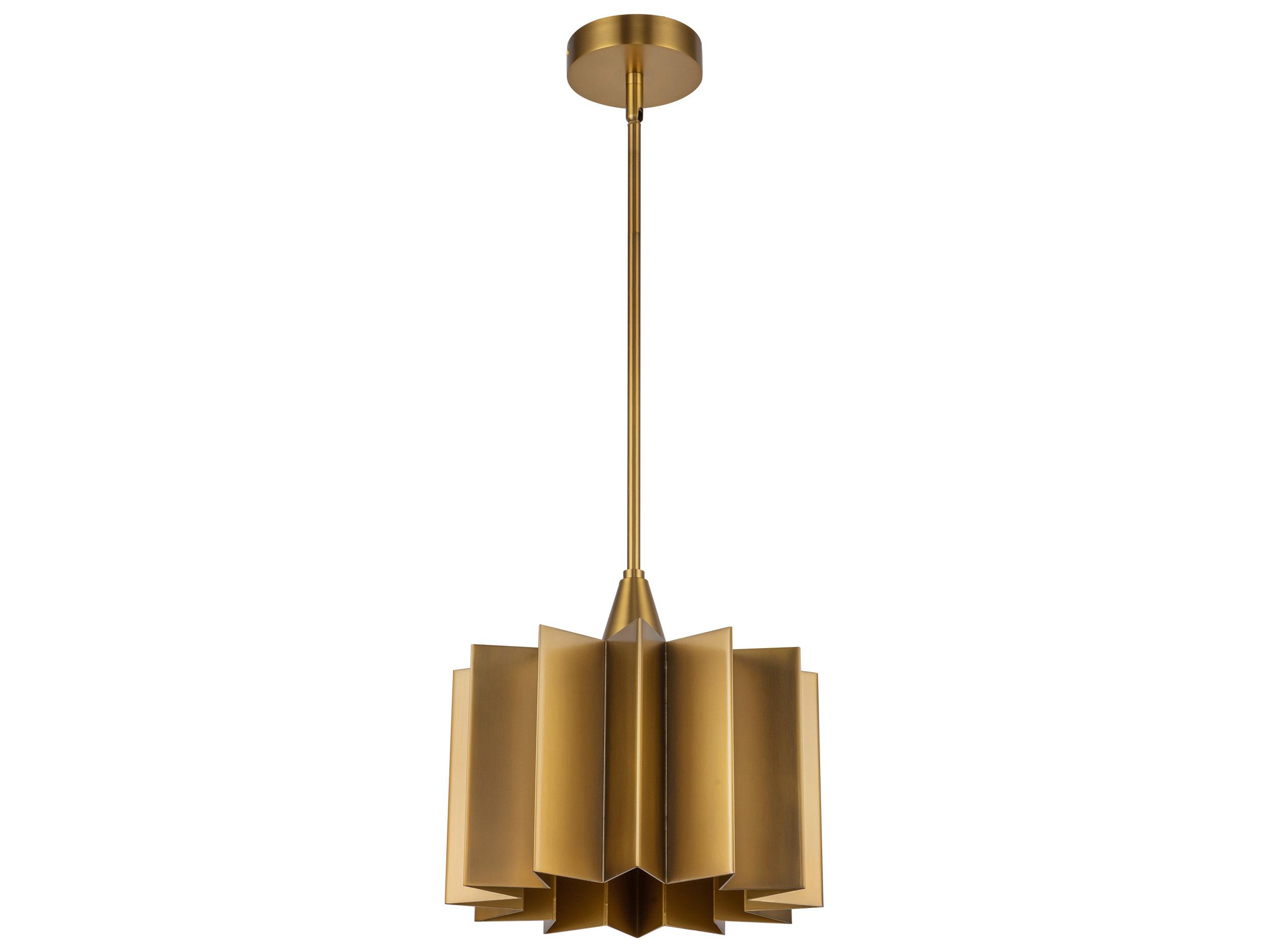Alora Mood Plisse 1-Light Aged Gold Geometric Mini Pendant