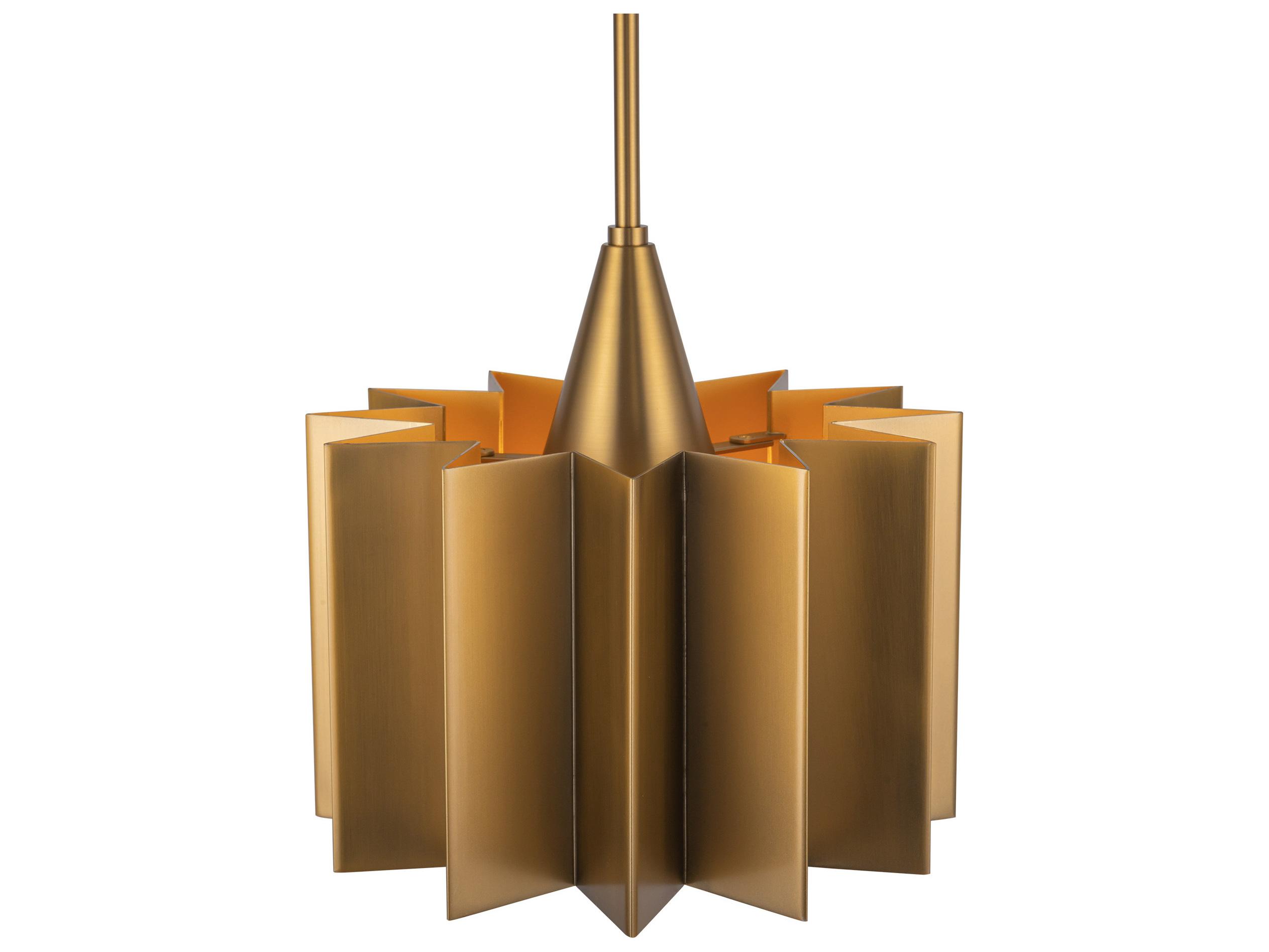 Alora Mood Plisse 1-Light Aged Gold Geometric Mini Pendant