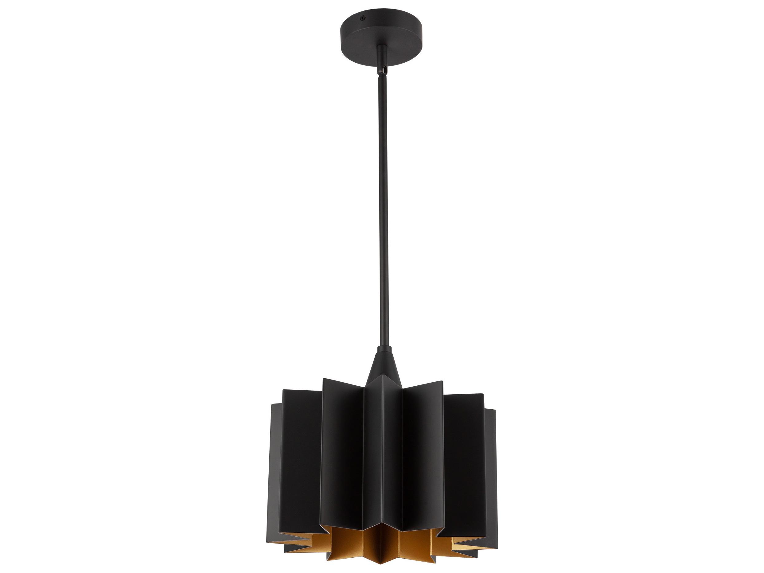 Alora Mood Plisse 1-Light Matte Black Geometric Mini Pendant