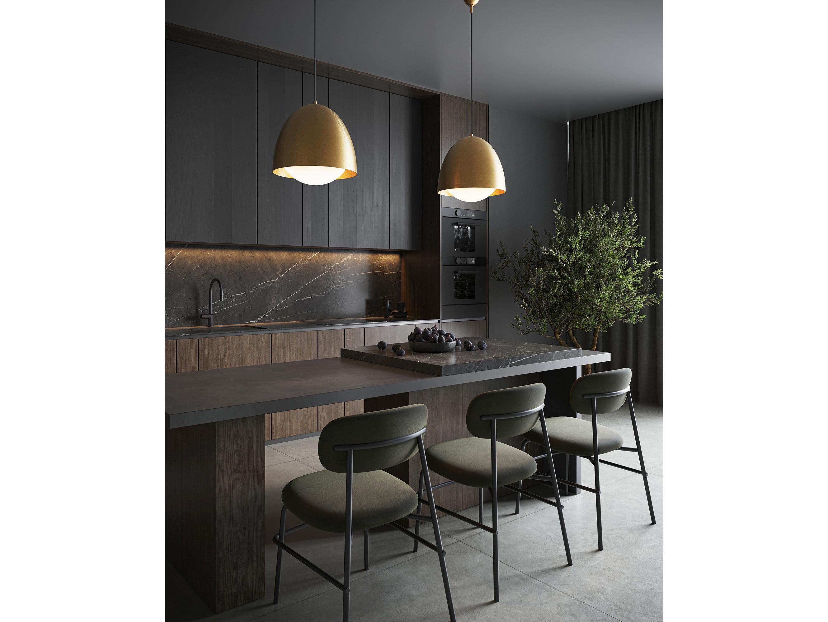 Alora Mood Kenji 1-Light Aged Gold Dome Pendant