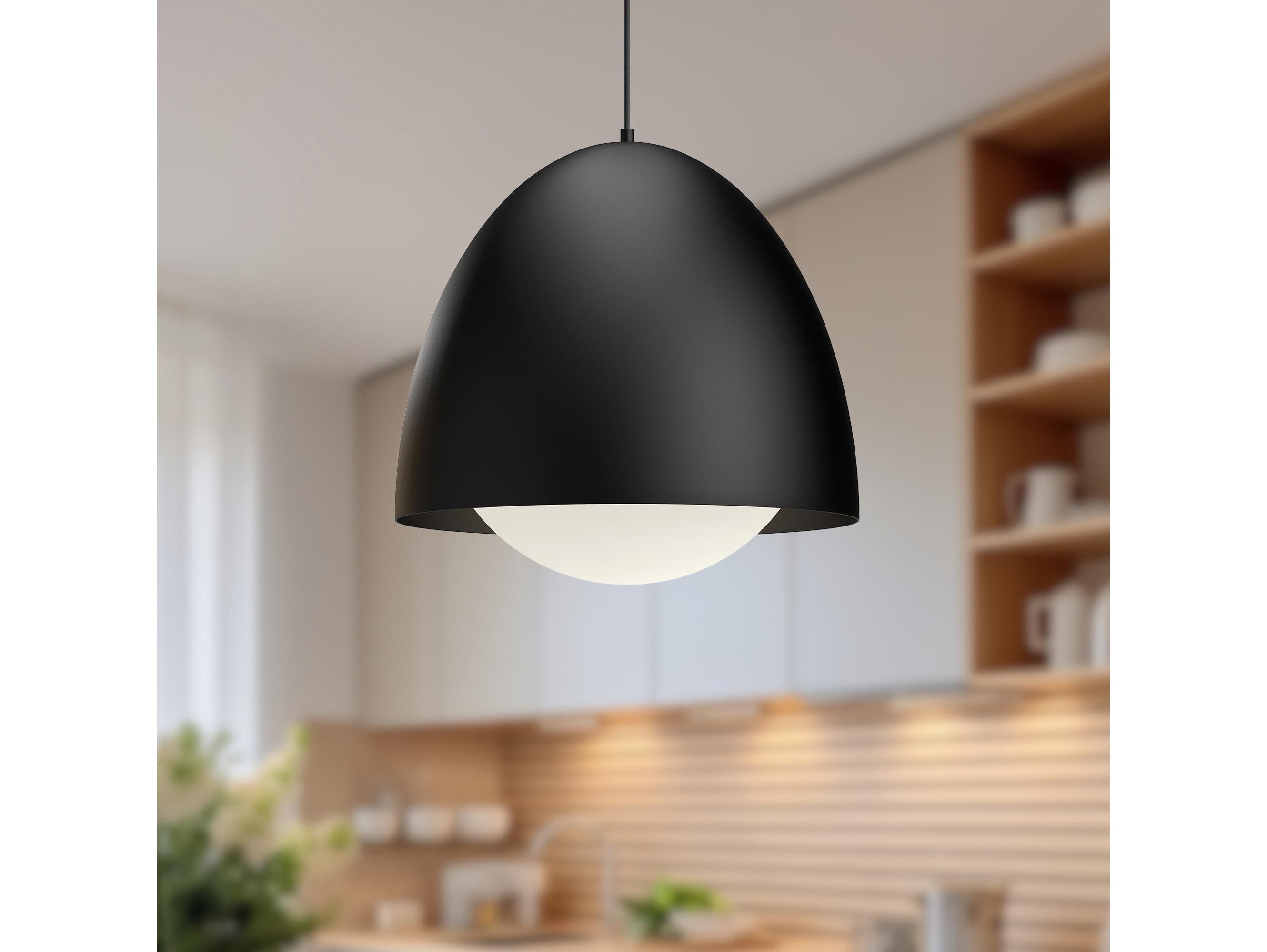Alora Mood Kenji 1-Light Matte Black Dome Pendant