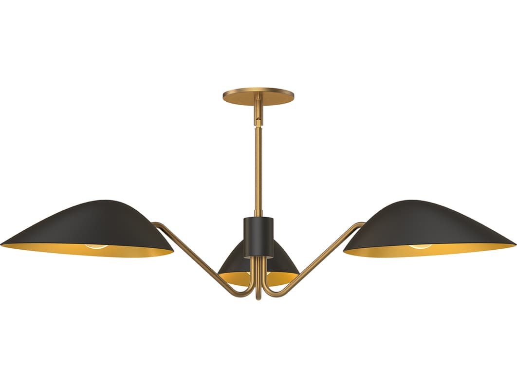 Alora Mood Oscar 3-Light Aged Gold Matte Black Chandelier